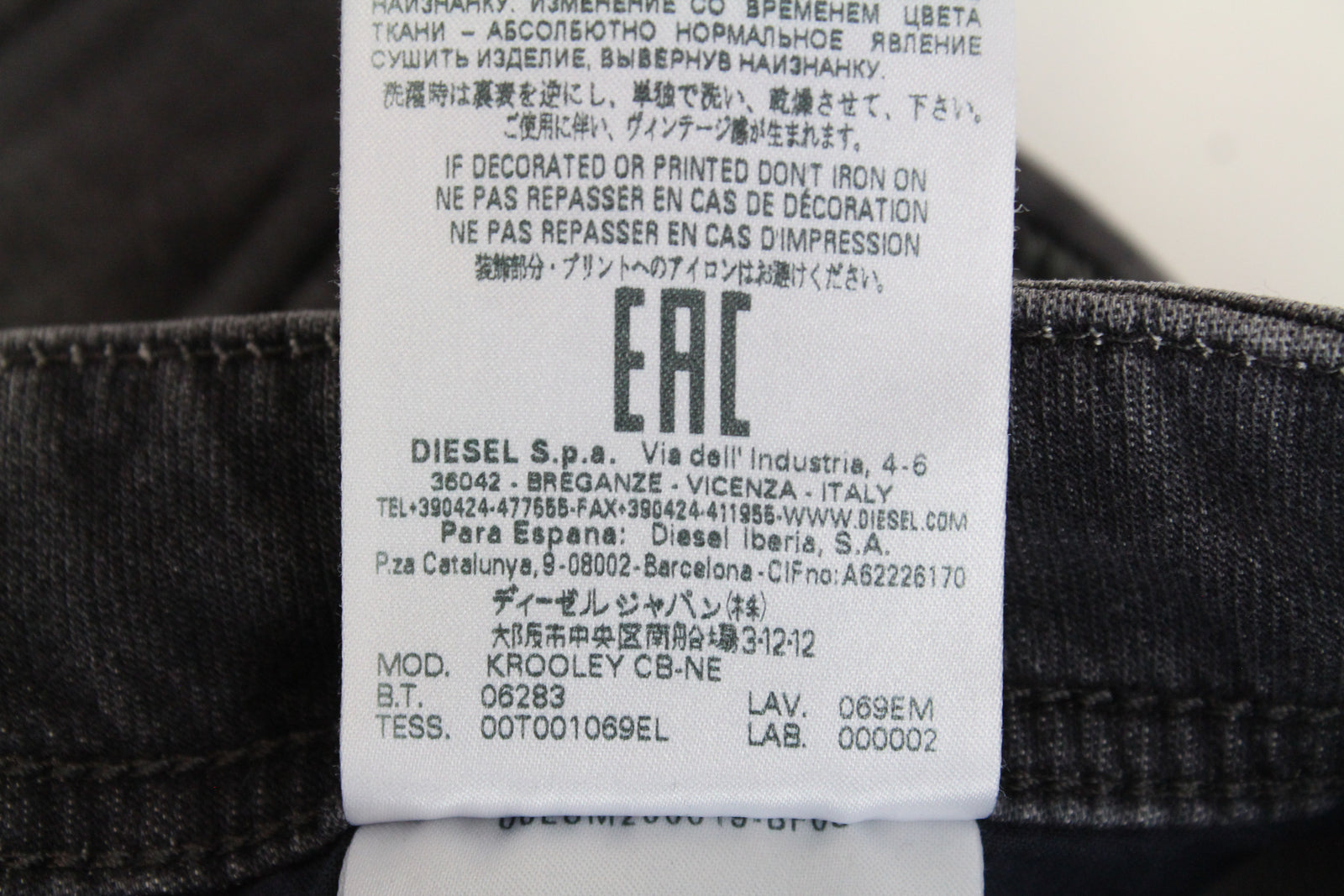 DIESEL Krooley CB-NE 069EM vyriški pilki jogging džinsai W28 Ripped washed Tapered Fit 