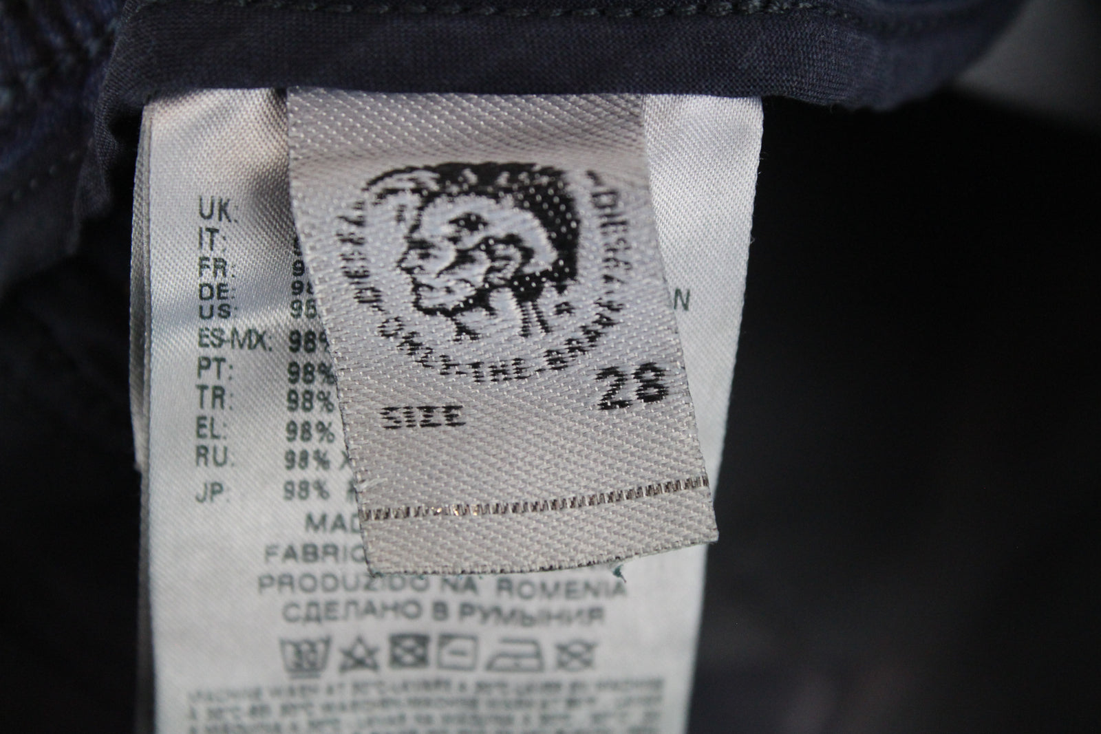 DIESEL Krooley-NE 084TZ vyriški mėlyni siaurėjantys džinsai su raišteliu, W28 