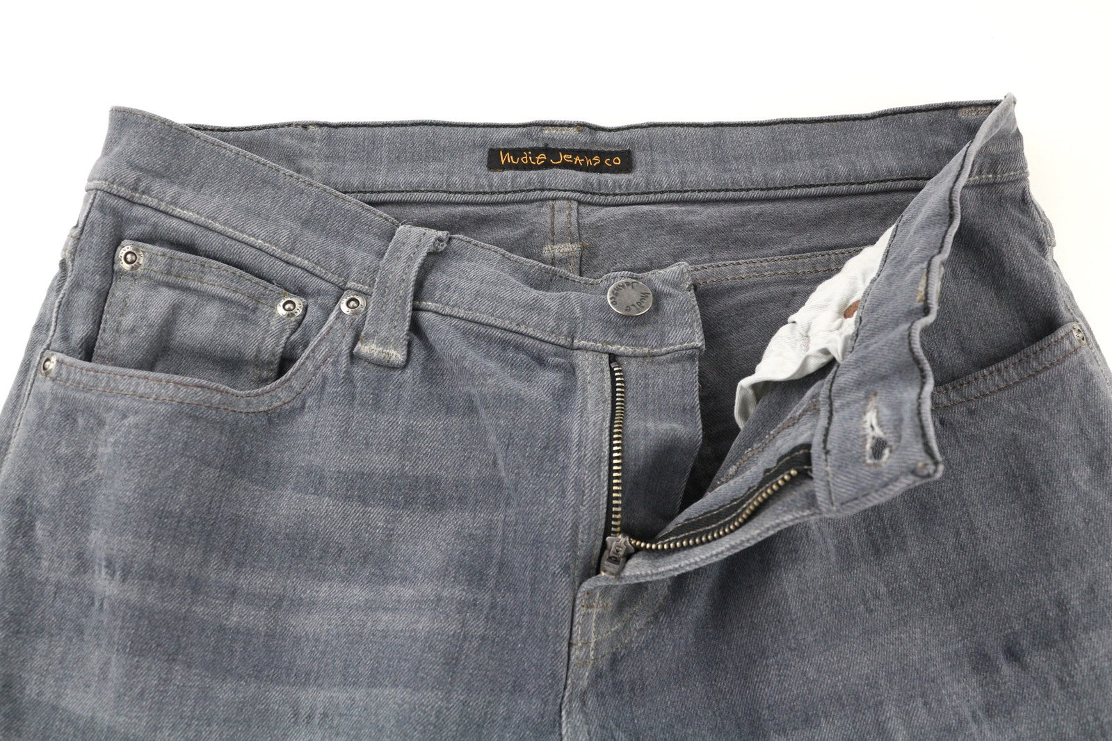 NUDIE JEANS Tight Long John Men Jeans W30/L34 Organic Charcoal Slim Logo Denim