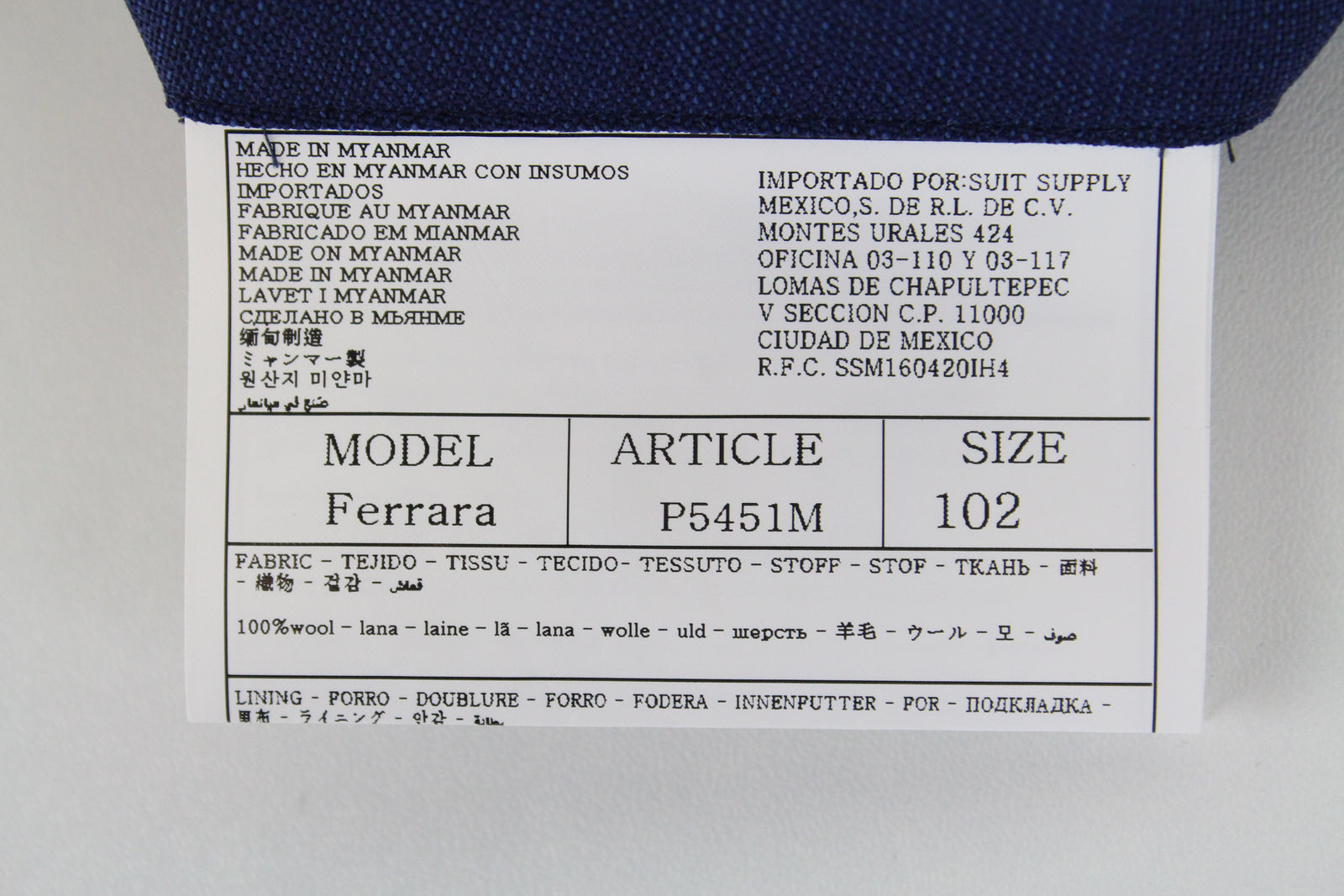 SUITSUPPLY Lazio vyriškas mėlynas vilnonis kostiumas, UK42L, dviejų dalių švarkas, liemenė, plonas kirpimas 