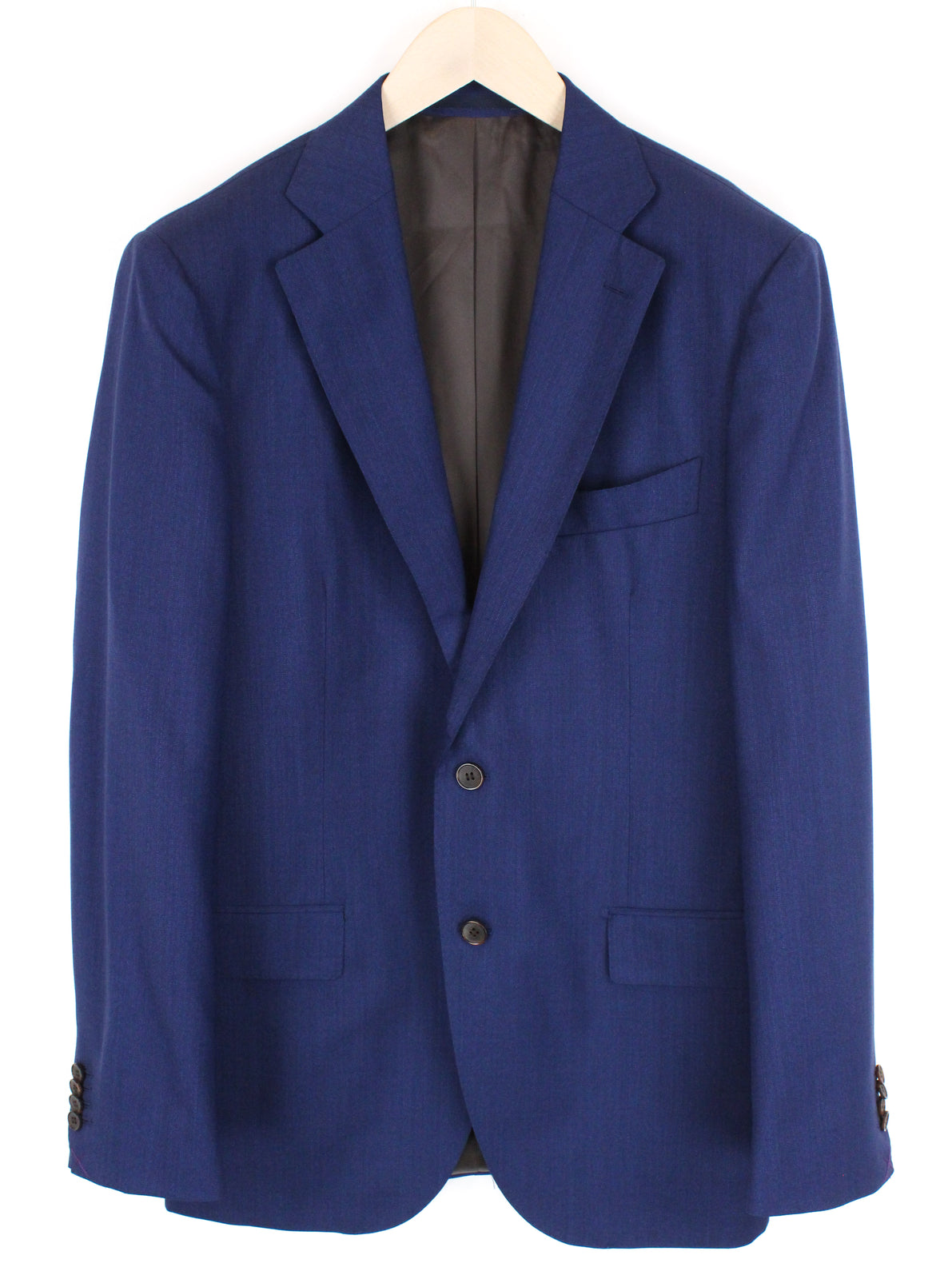 SUITSUPPLY Lazio vyriškas mėlynas vilnonis kostiumas, UK42L, dviejų dalių švarkas, liemenė, plonas kirpimas 