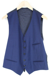 SUITSUPPLY Ferrara Men's Blue Wool Waistcoat UK42S V-Neck Polka Dot Lining