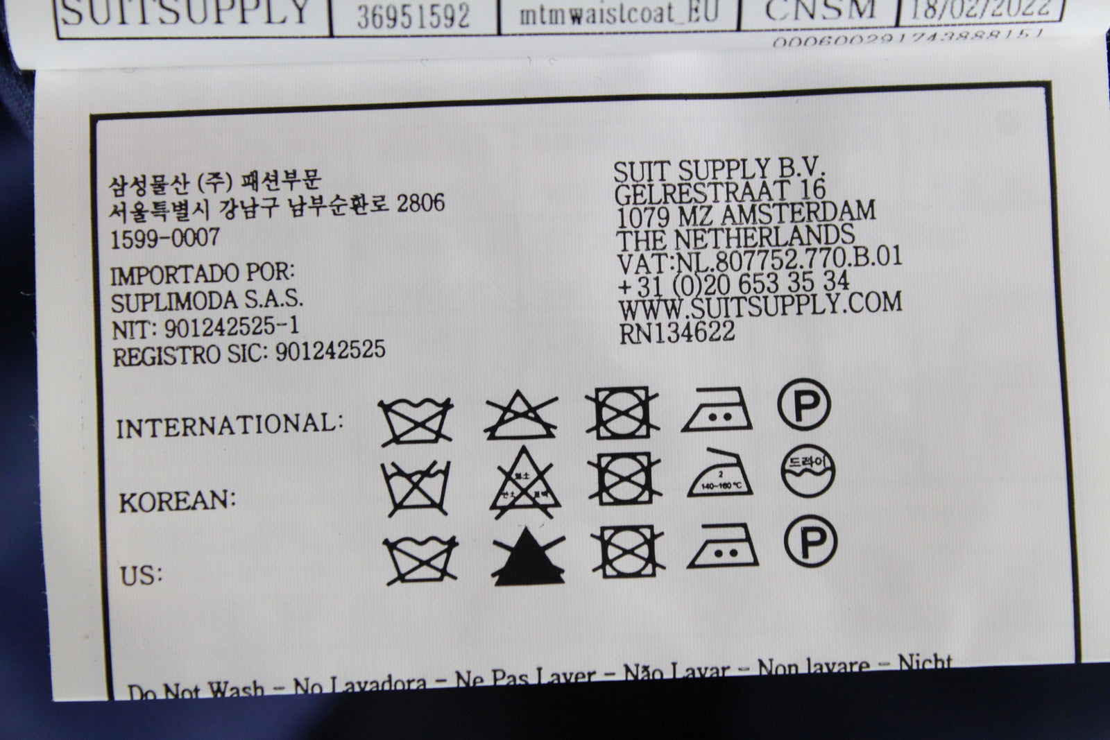 SUITSUPPLY Ferrara Men's Blue Wool Waistcoat UK42S V-Neck Polka Dot Lining