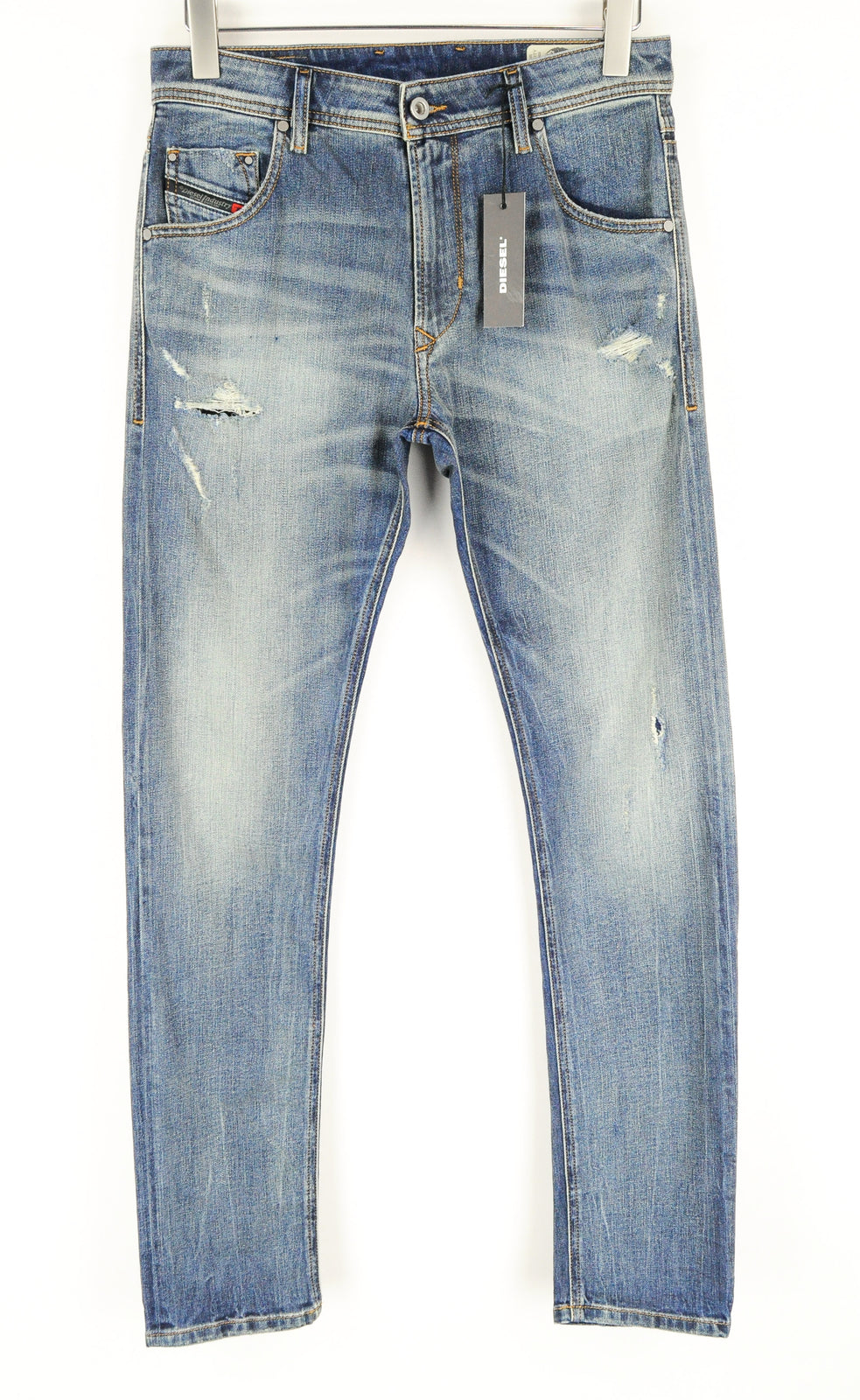 DIESEL Krayver R6ZD4 Men's Blue Slim Carrot Ripped Stretch Jeans W28/L32 Washed