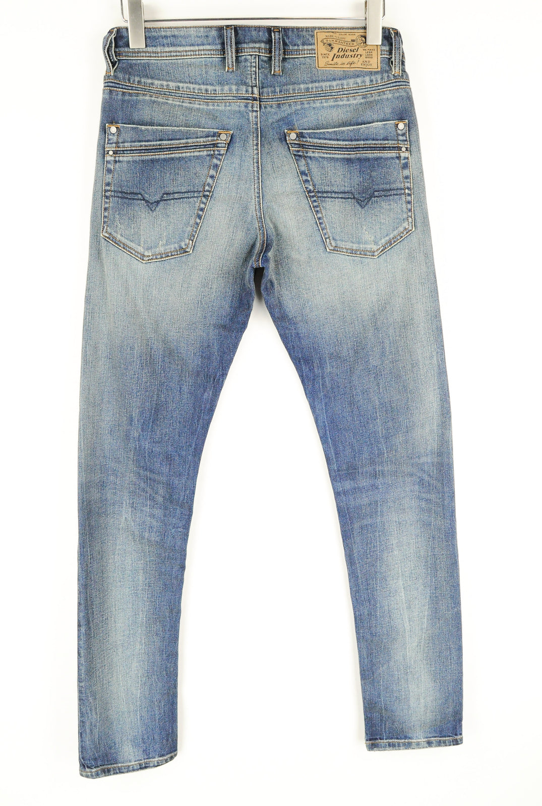 DIESEL Krayver R6ZD4 Men's Blue Slim Carrot Ripped Stretch Jeans W28/L32 Washed
