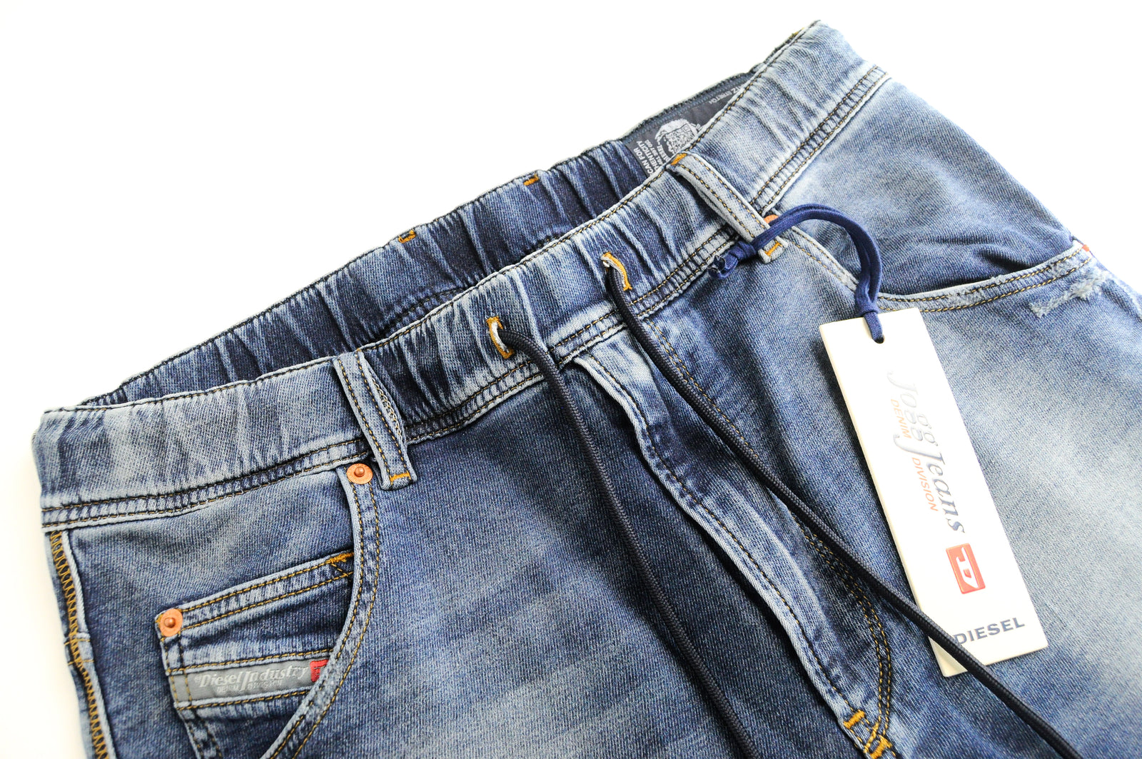 DIESEL Krooley-NE 084TZ W28 vyriški mėlyni siaurėjantys plėšyti tamprūs džinsai 