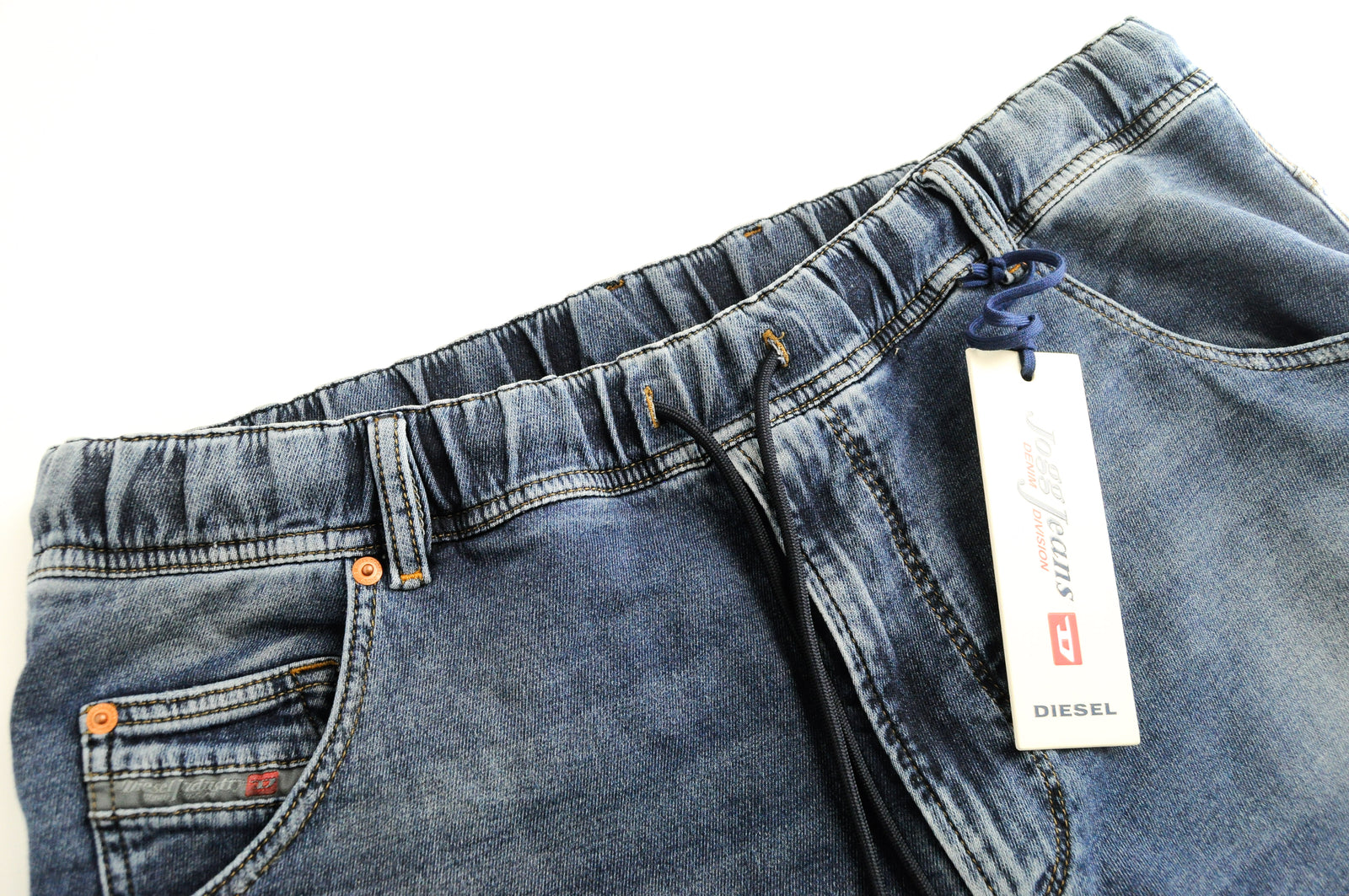 DIESEL Krooley-NE 084TZ W38 vyriški mėlyni siaurėjantys plėšyti tamprūs džinsai 