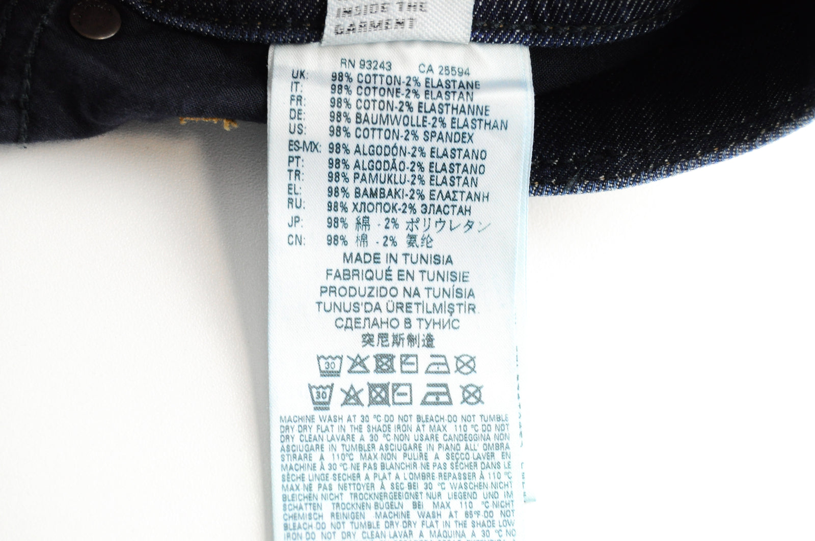 DIESEL Tepphar R7NA8 vyriški mėlyni ploni morkų rašto tamprūs džinsai W28/L30 medvilniniai 