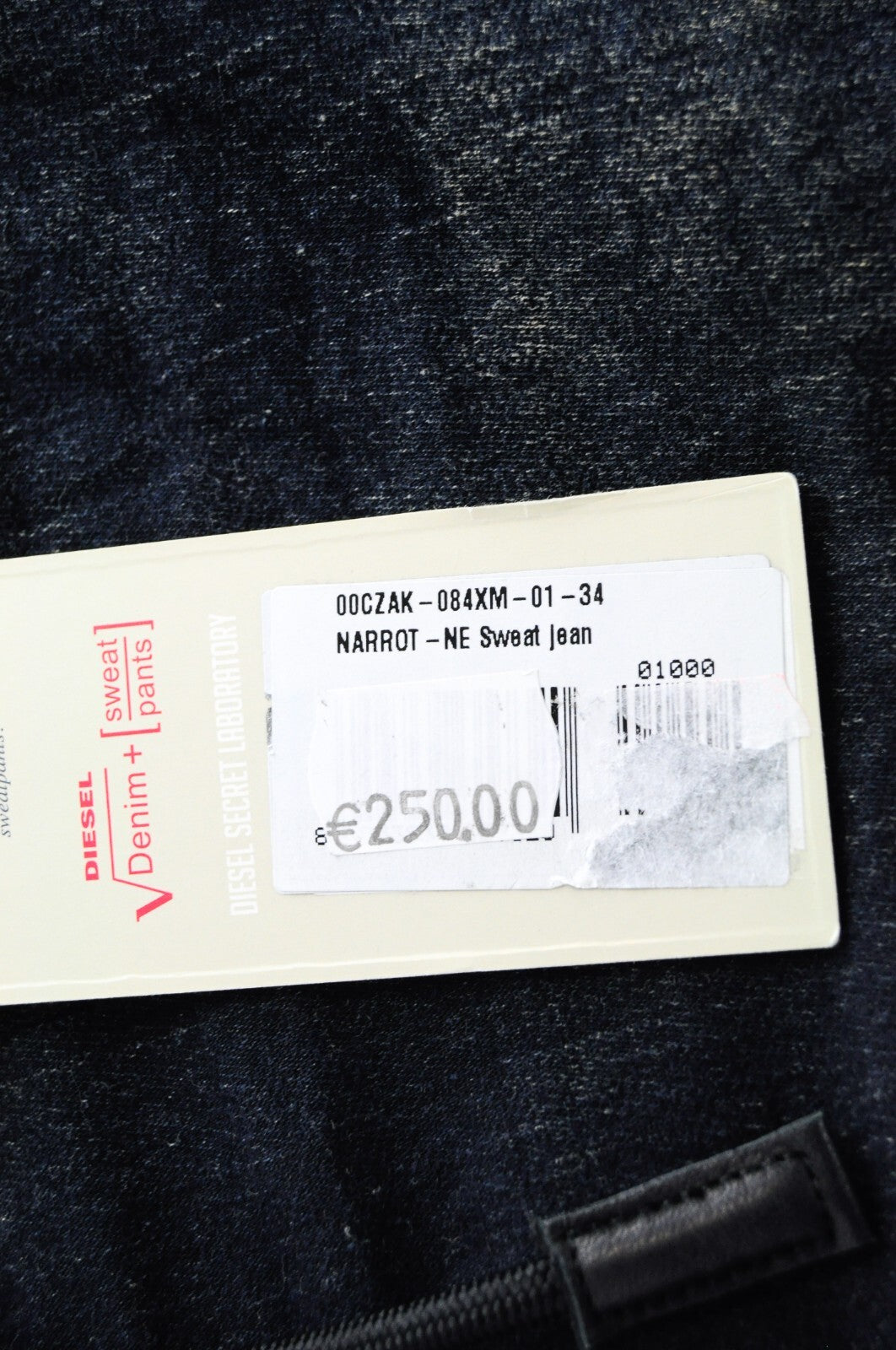 DIESEL Narrot-NE 084XM vyriški mėlyni Jogg Slim Ripped tamprūs džinsai W34 medvilniniai 