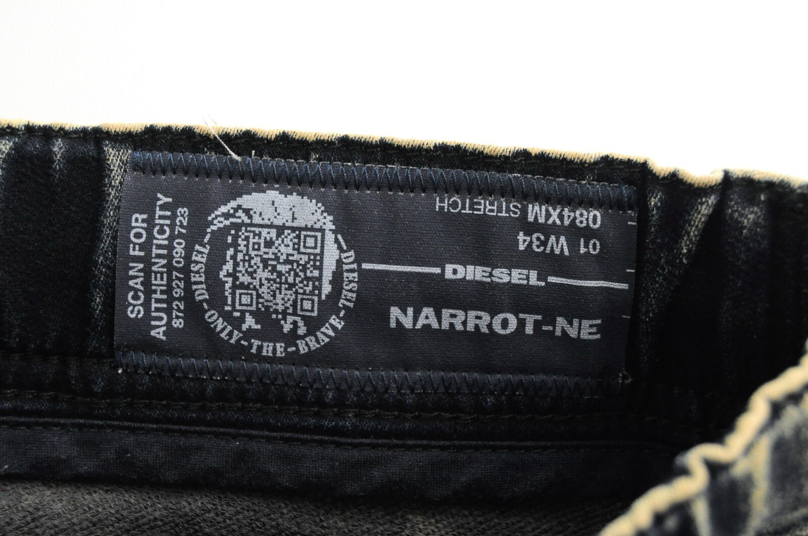 DIESEL Narrot-NE 084XM vyriški mėlyni Jogg Slim Ripped tamprūs džinsai W34 medvilniniai 