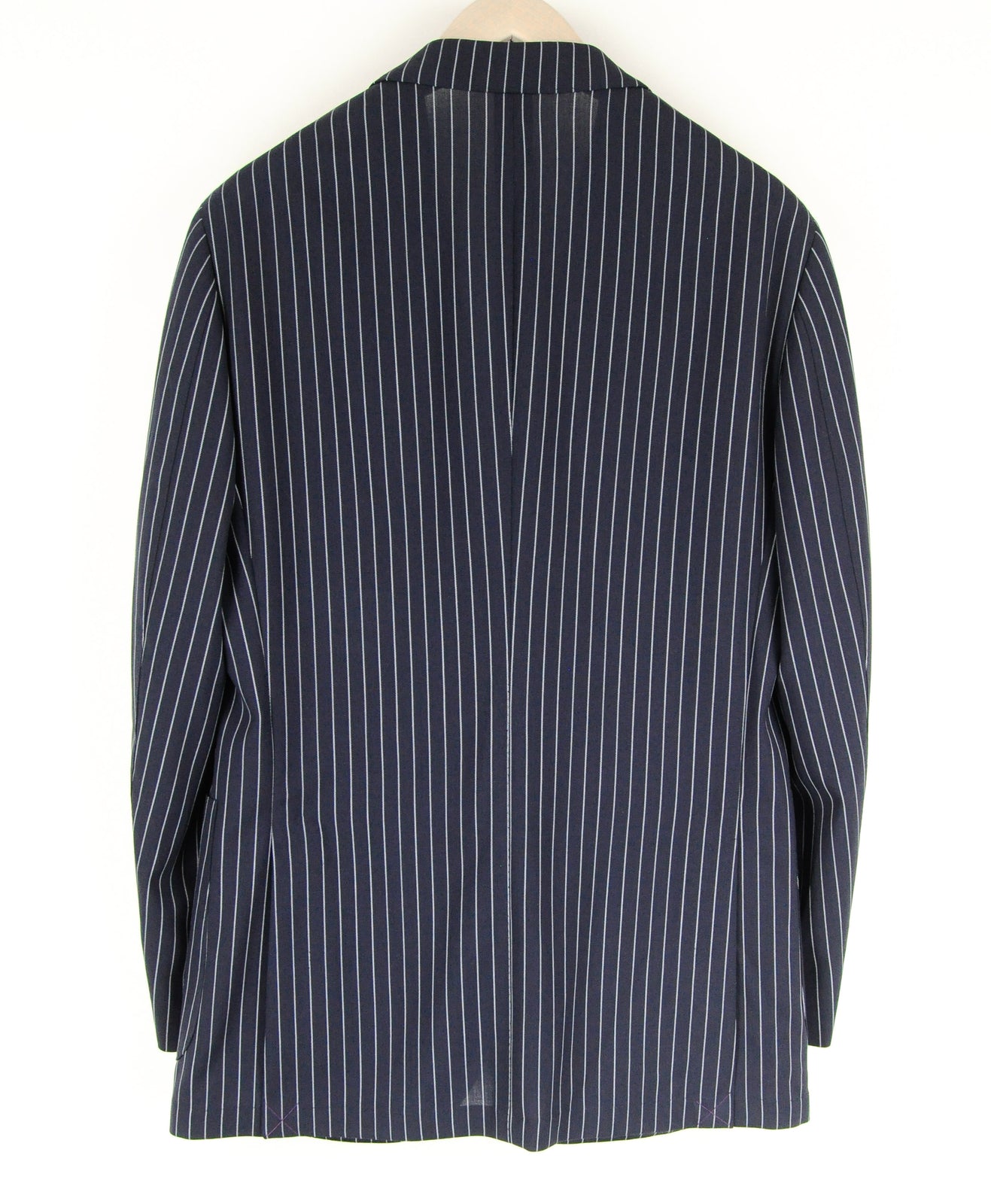 „SUITSUPPLY Havana Traveller“ vyriškas tamsiai mėlynas dryžuotas plonas vilnonis švarkas be pamušalo, UK40R 