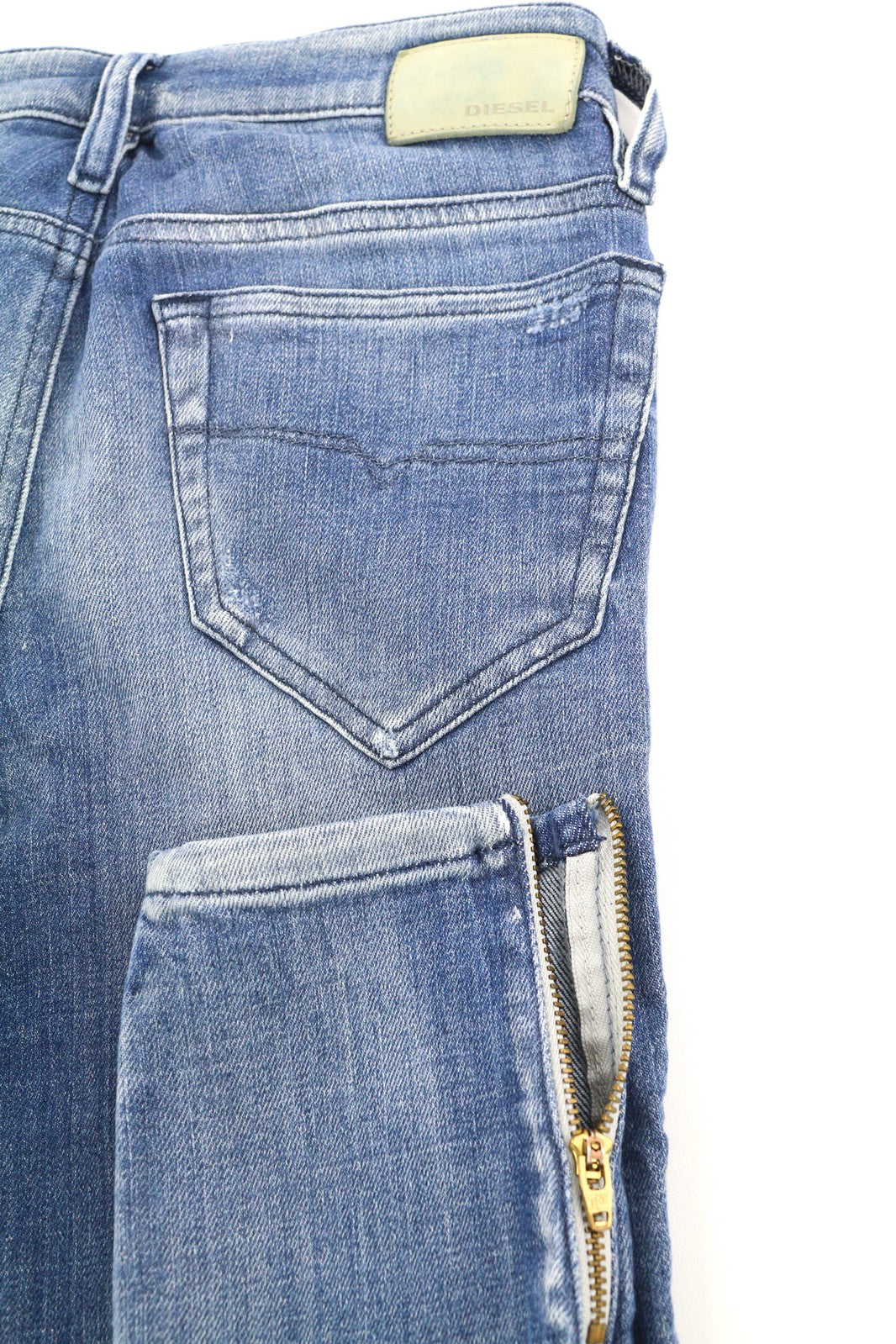 DIESEL Skinzee-Zip 0681E Women Jeans W23/L30 Super Slim Skinny Denim Blue