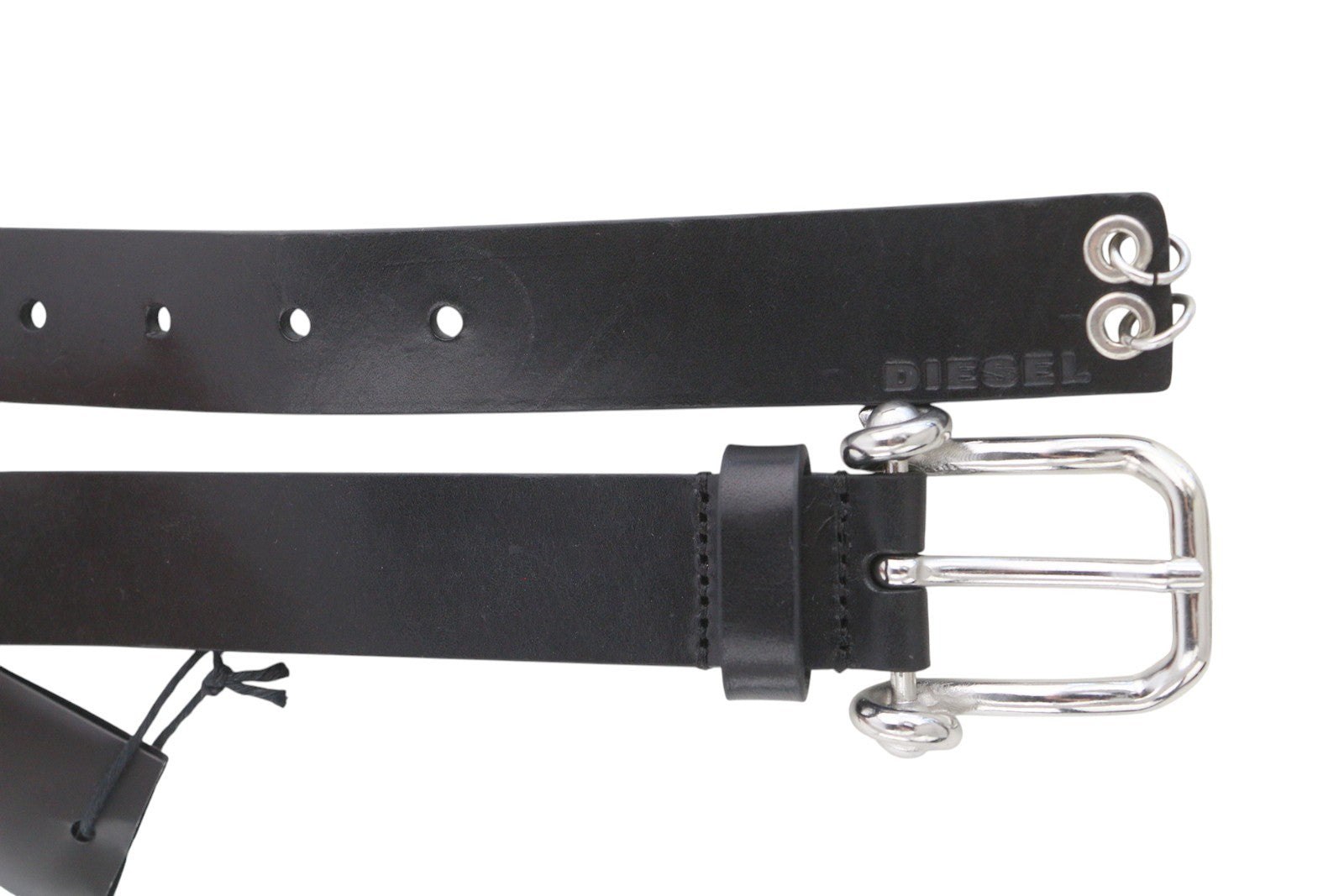 DIESEL B-Pirsin Men Belt 100 CM Black Leather Buckle Closure Leather Casual
