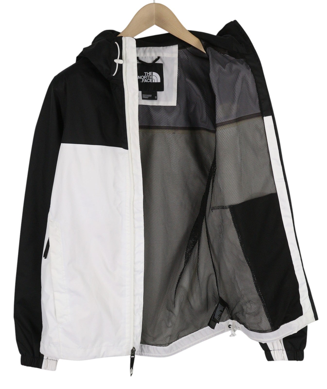 THE NORTH FACE vyriška striukė su užtrauktuku XS, juoda, su gobtuvu, lengva, sauso vėdinimo funkcija, balta 