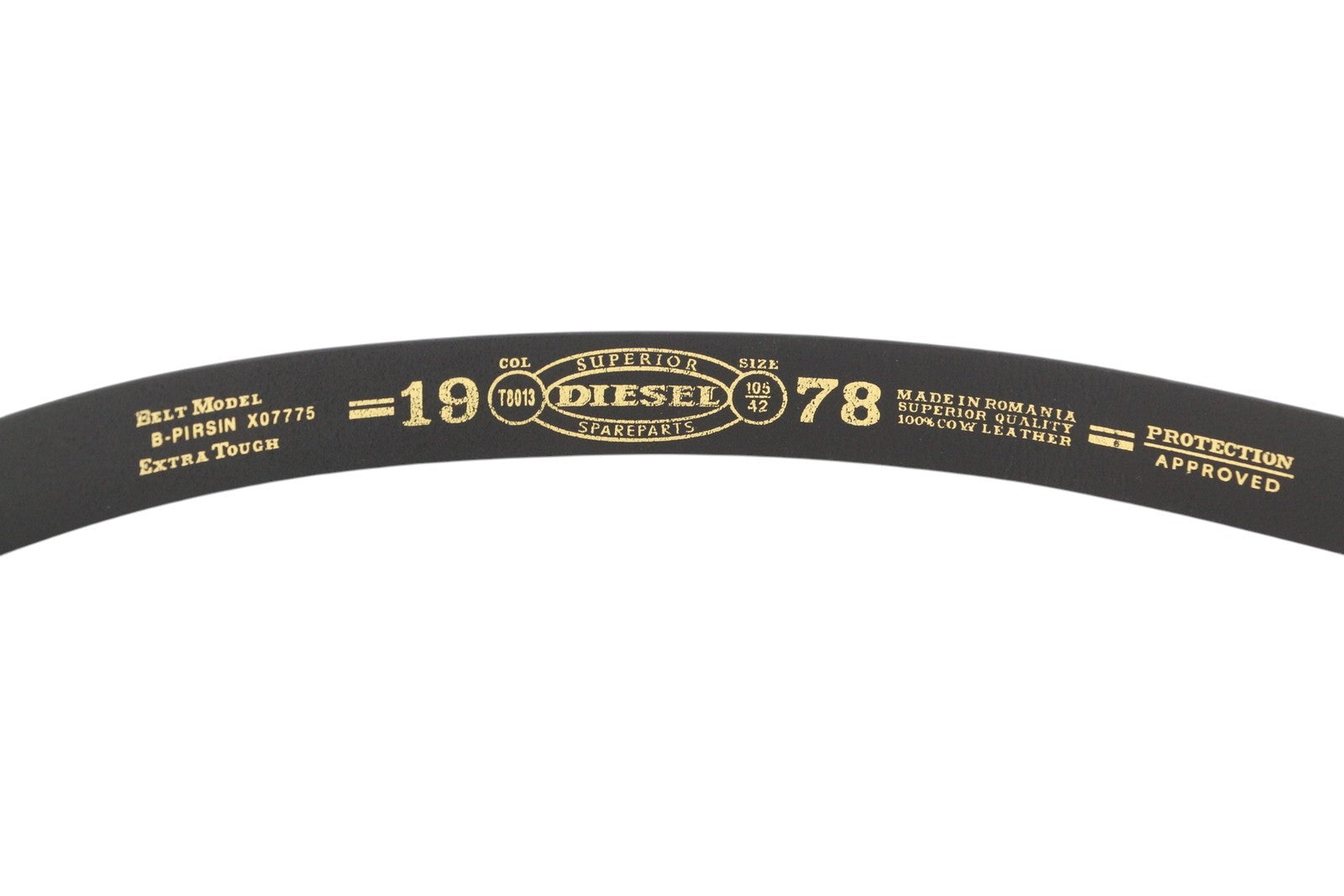 DIESEL B-Pirsin vyriškas diržas 105 CM juodas odinis sidabro atspalvio sagtis odinis laisvalaikio stilius 