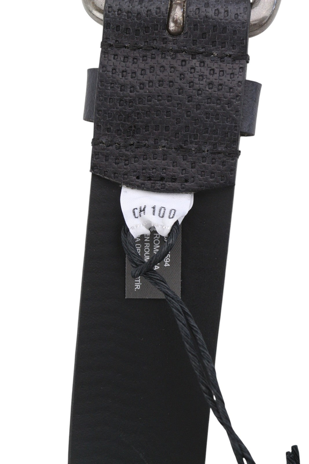 DIESEL B-Rolly vyriškas diržas, 100 cm, juodas, tekstūruotos odos, sidabro spalvos, su sagtimi 