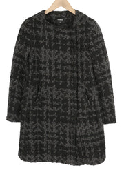 DESIGUAL moteriškas paltas su užtrauktuku, vilnos mišinio apvalia kaklo iškirpte, vidutinio ilgio, EU38 