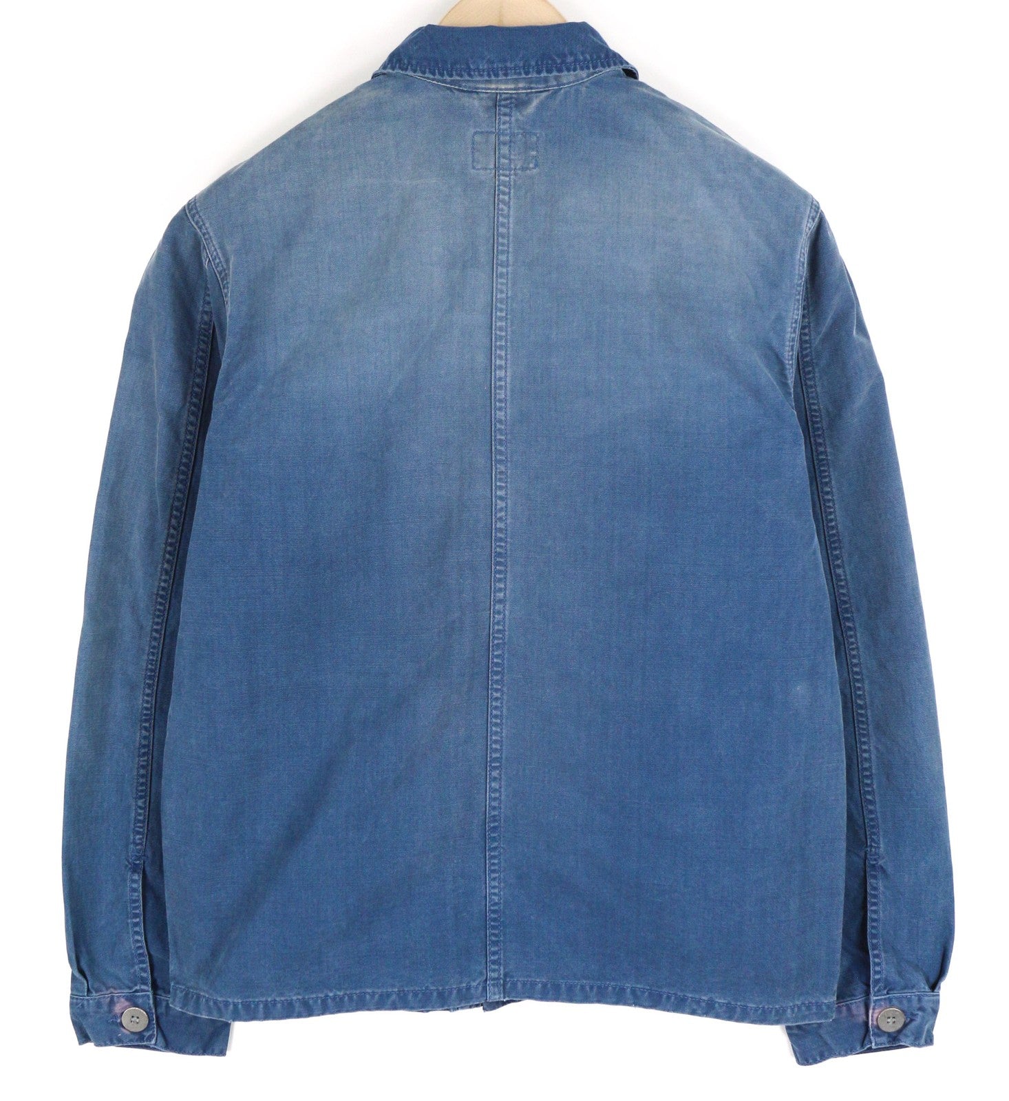 NUDIE Paul Mens Jacket S Worker Oden Blue Washed Buttoned Neck Unlined