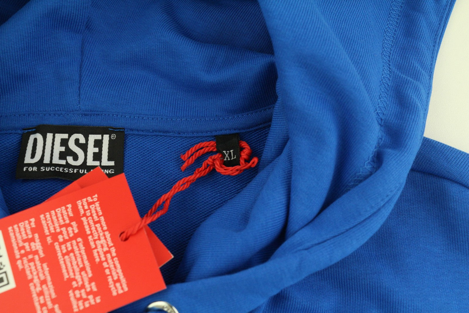 DIESEL S-Ginn-Hood-K25 vyriškas džemperis su gobtuvu, XL dydžio, mėlynas, didelis megztinis su kengūra, rekomenduojama kaina – 125 € 