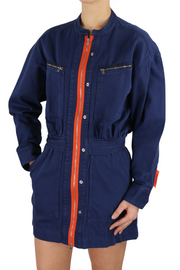 DIESEL De-Angelica-SP moteriška suknelė S mėlyna ilgomis rankovėmis su užtrauktukais ir kišenėmis RRP 295 € 