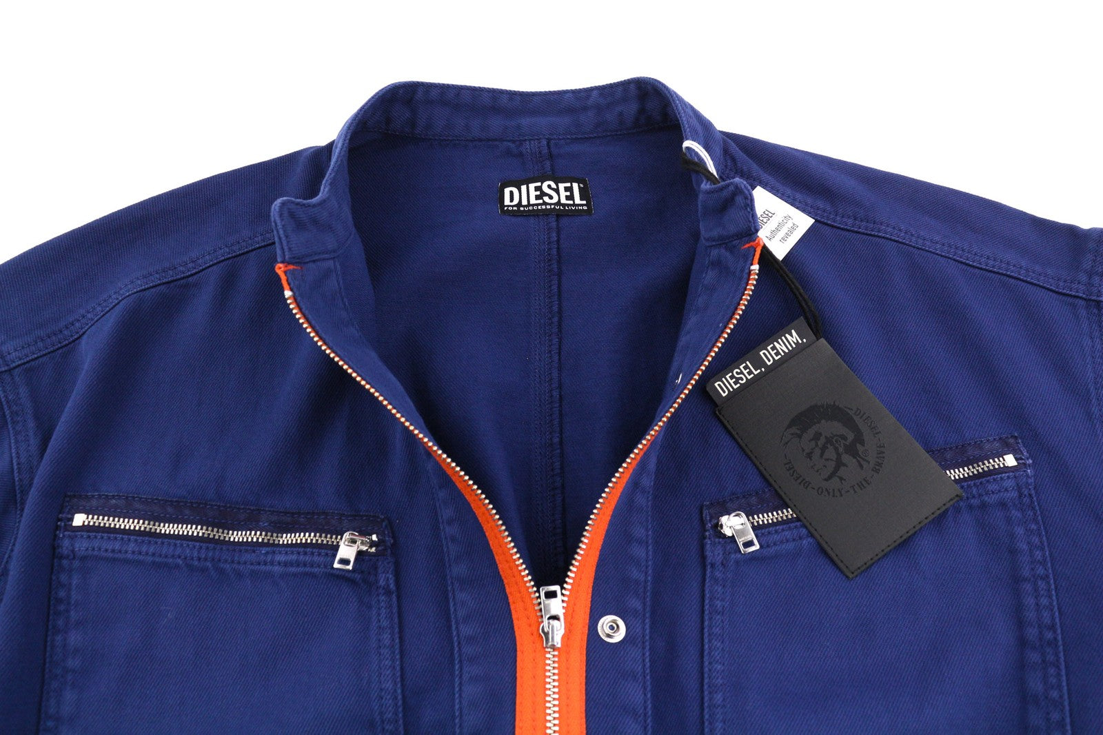 DIESEL De-Angelica-SP moteriška suknelė S mėlyna ilgomis rankovėmis su užtrauktukais ir kišenėmis RRP 295 € 