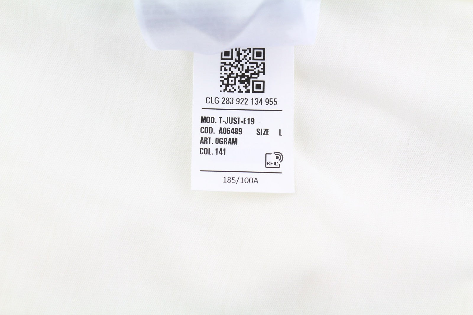 DIESEL T-Just-E19 vyriški marškinėliai su trumpomis rankovėmis, L dydžio, apvalia apykakle, priekyje, balti.