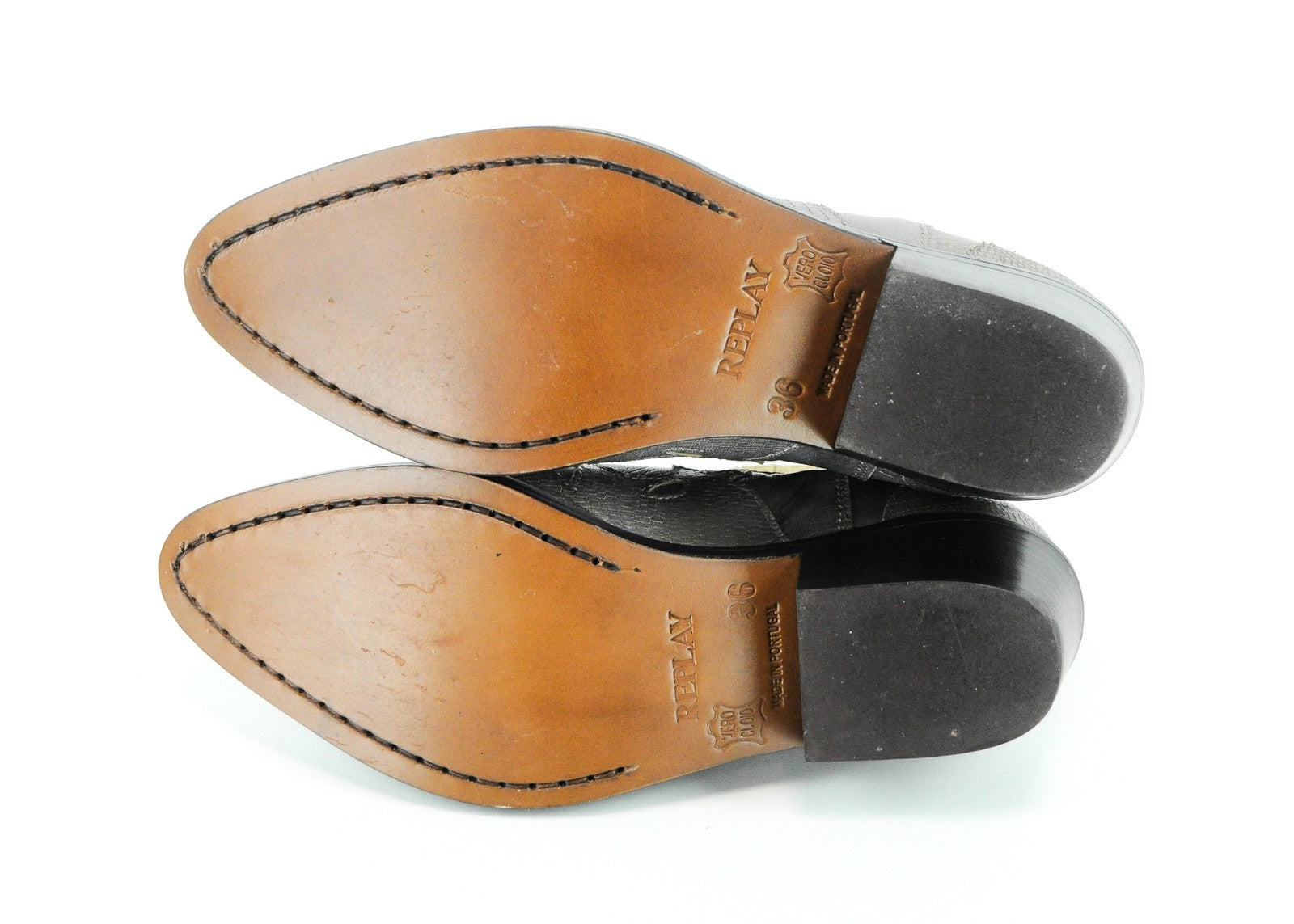 REPLAY moteriški kaubojiški aulinukai, 36 dydžio, rudi, sidabriniai, zomšos rašto, odiniai, iki kulkšnies. 