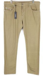 DIESEL Buster R99S6 vyriški džinsai W38 rudi, ploni, siaurėjantys, medvilniniai, tamprūs, 5 kišenių 