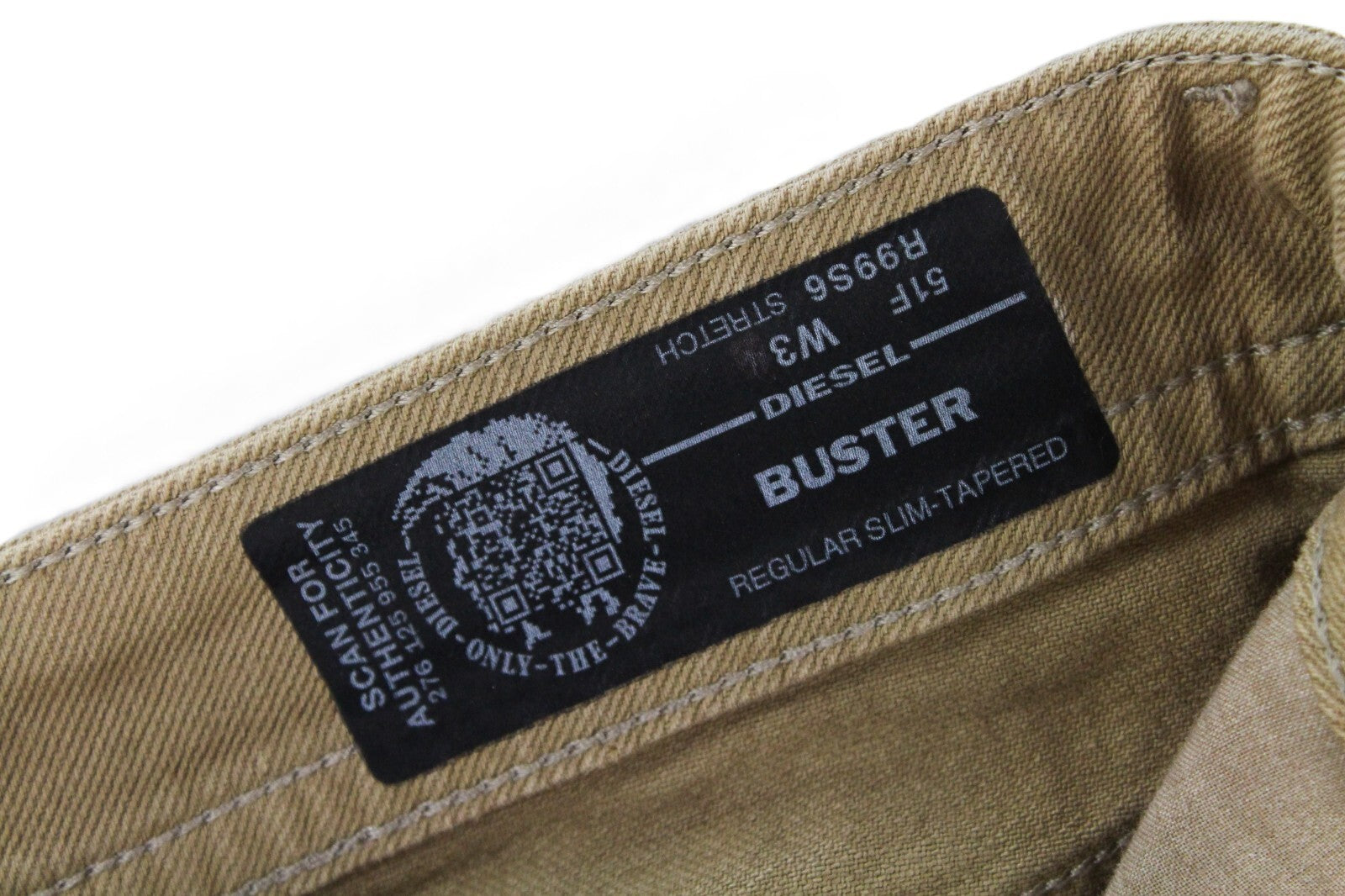 DIESEL Buster R99S6 vyriški džinsai W38 rudi, ploni, siaurėjantys, medvilniniai, tamprūs, 5 kišenių 