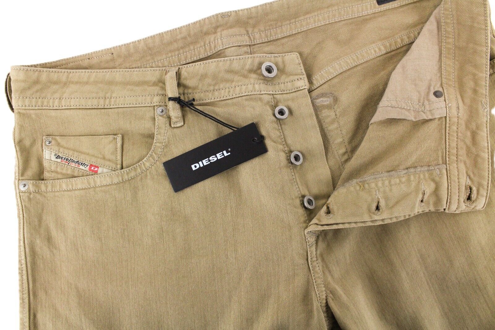 DIESEL Buster R99S6 vyriški džinsai W38 rudi, ploni, siaurėjantys, medvilniniai, tamprūs, 5 kišenių 