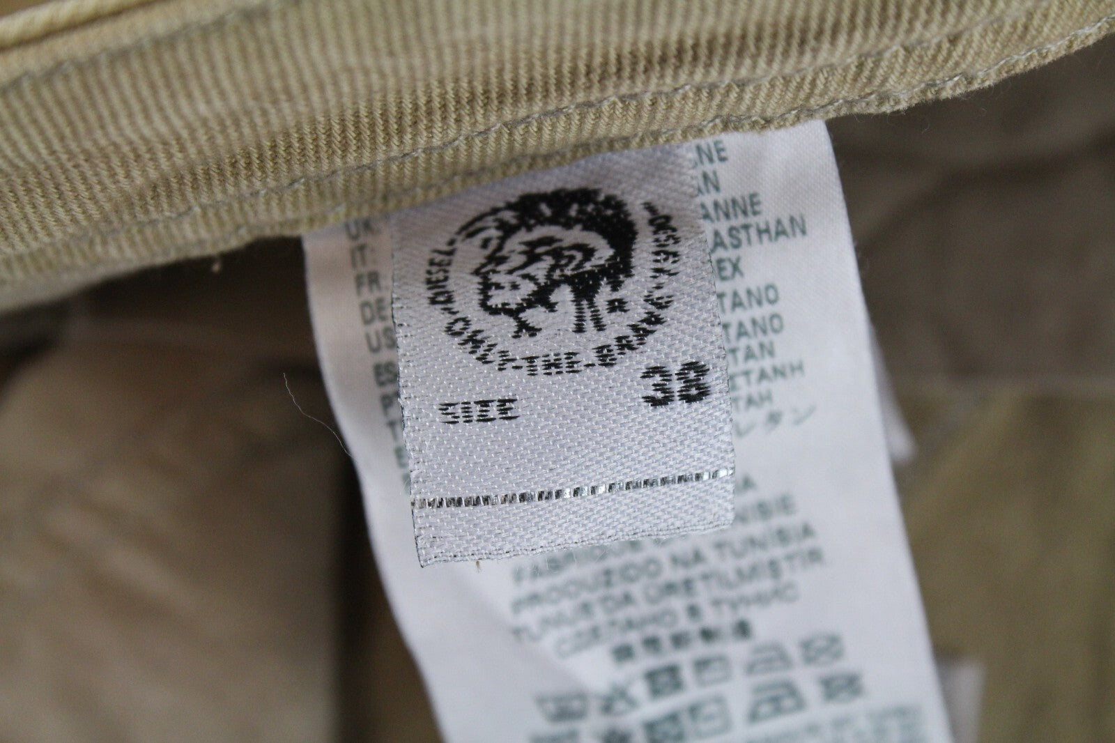 DIESEL Buster R99S6 vyriški džinsai W38 rudi, ploni, siaurėjantys, medvilniniai, tamprūs, 5 kišenių 