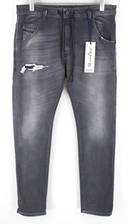 DIESEL Krooley CB-NE 069EM Vyriški džinsai W28 Gray Jogg Sweat Slim Distressed 