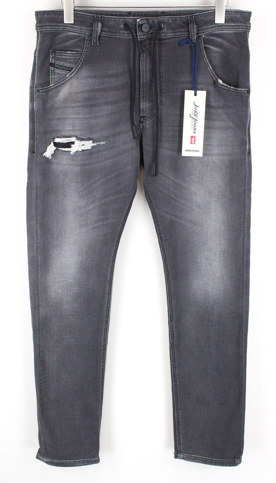 DIESEL Krooley CB-NE 069EM Vyriški džinsai W28 Gray Jogg Sweat Slim Distressed 