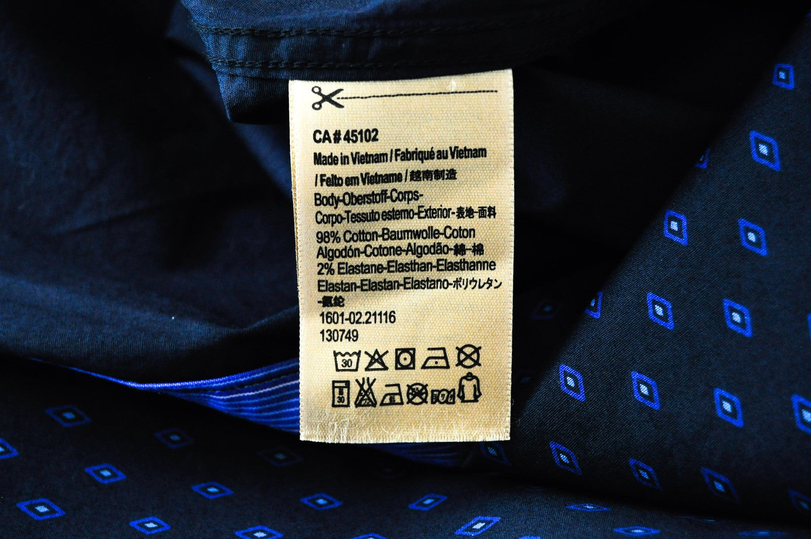 SCOTCH & SODA Ams Couture Shirt S Navy Mens Patterned Slim Cotton Stretchy