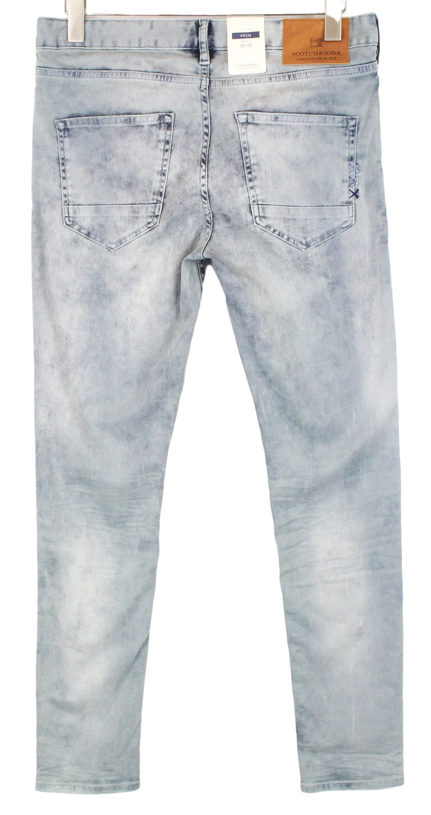 SCOTCH &amp; SODA Skim vyriški džinsai W31/L32 skalbtos mėlynos aptemptos medvilnės tamprios kelnės 