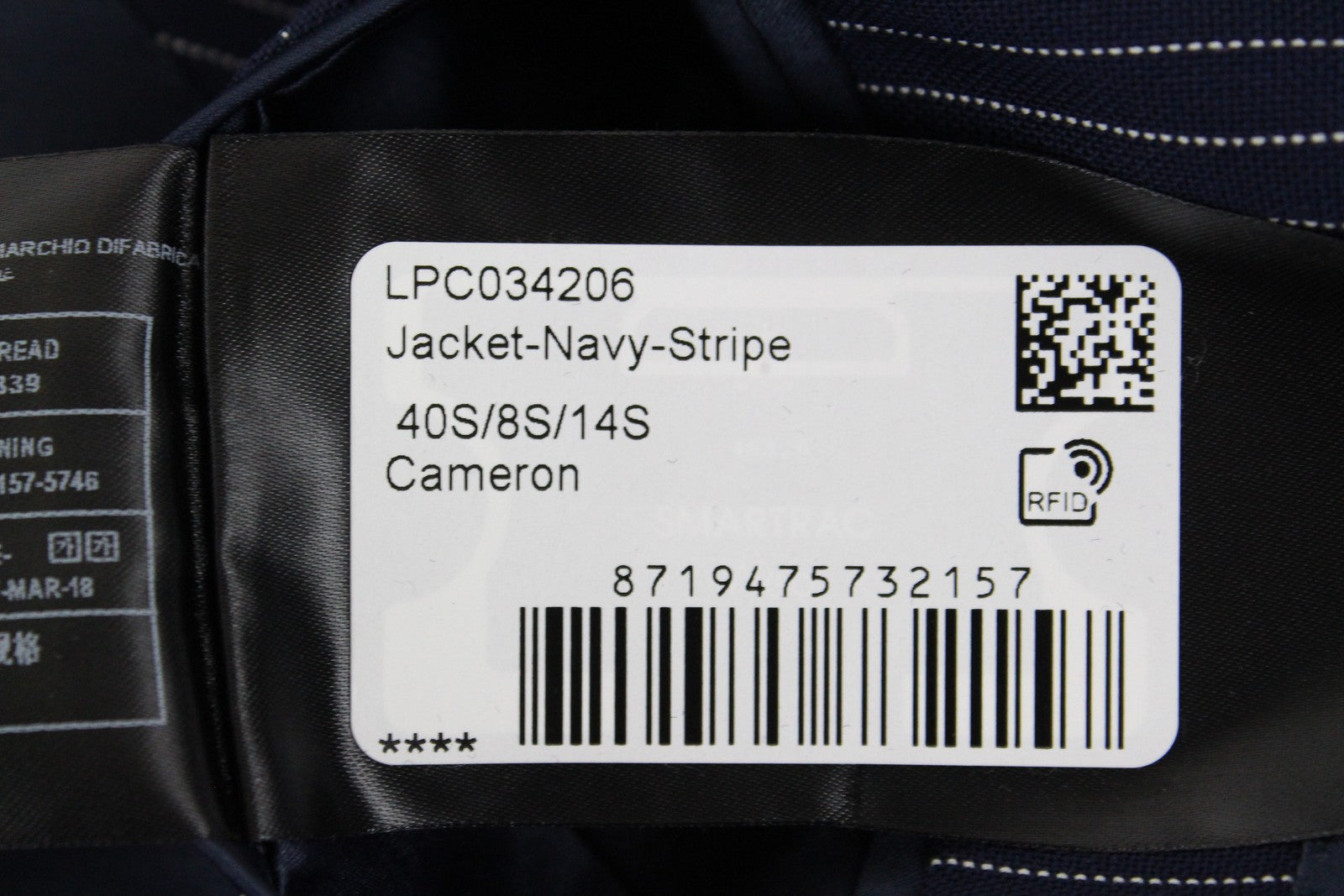 SUISTUDIO Cameron moteriškas švarkas UK14S mėlynai dryžuotas vilnonis vieneilis švarkas 