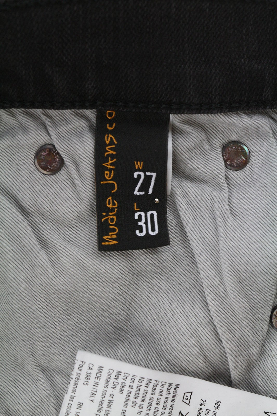 NUDIE Pipe Led Womens Jeans W27/L30 Used Black Organic Cotton Slim  Denim