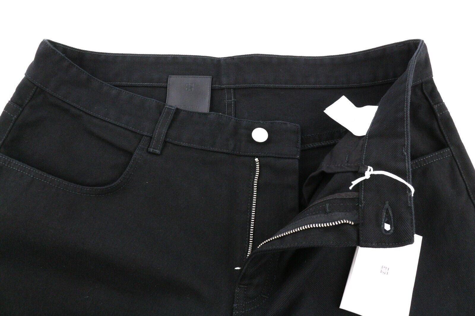 GIVENCHY X Tiffany vyriški džinsai W35 siaurėjančiomis užtrauktuku užsegamomis kišenėmis tamsiai juodi 