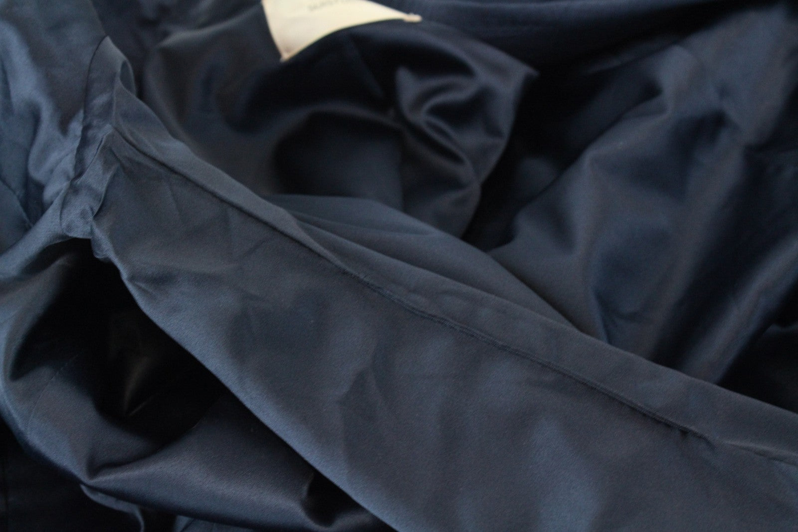 SUISTUDIO Cameron moteriškas švarkas UK10R tamsiai mėlynas languotas vilnonis vieneilis švarkas 