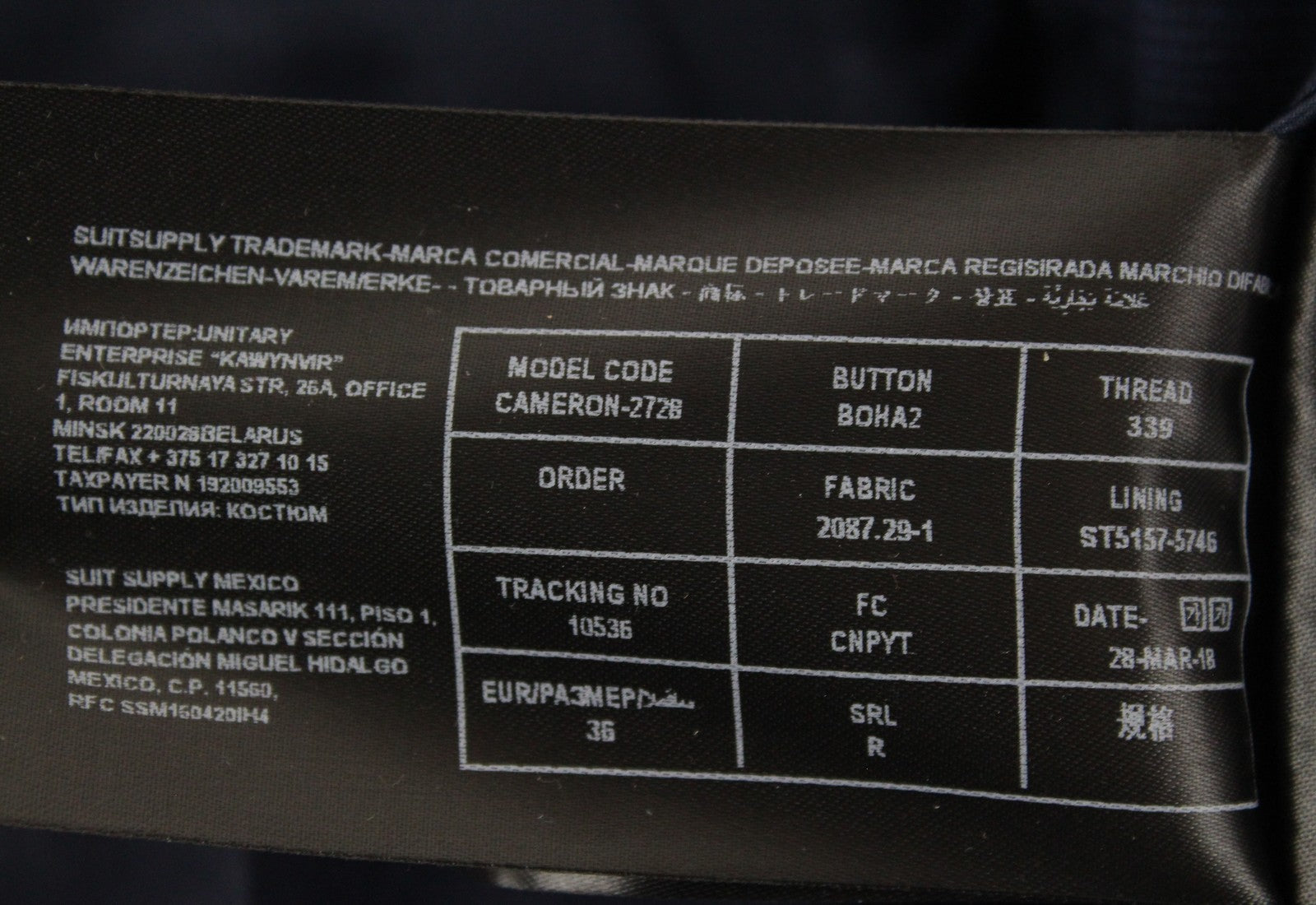 SUISTUDIO Cameron moteriškas švarkas UK10R tamsiai mėlynas languotas vilnonis vieneilis švarkas 