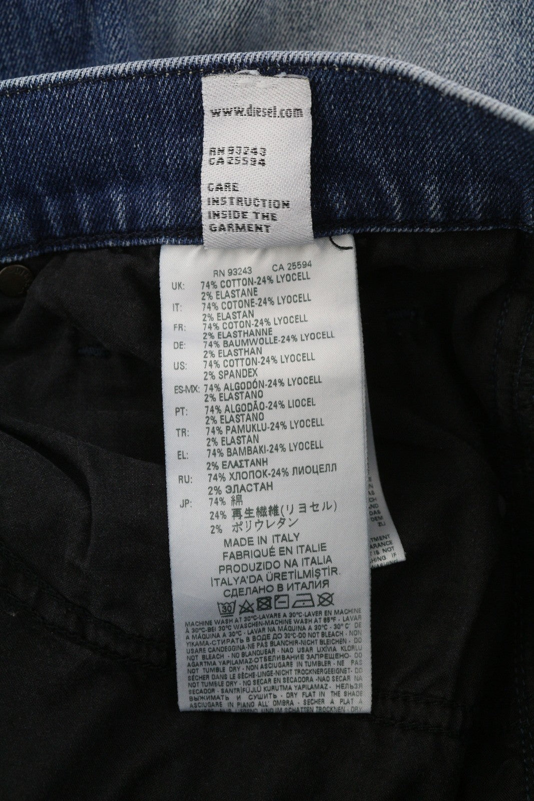 DIESEL D-Strukt 081AQ Men Jeans W33/L32 Tapered Fit Stretch Distress Washed Blue