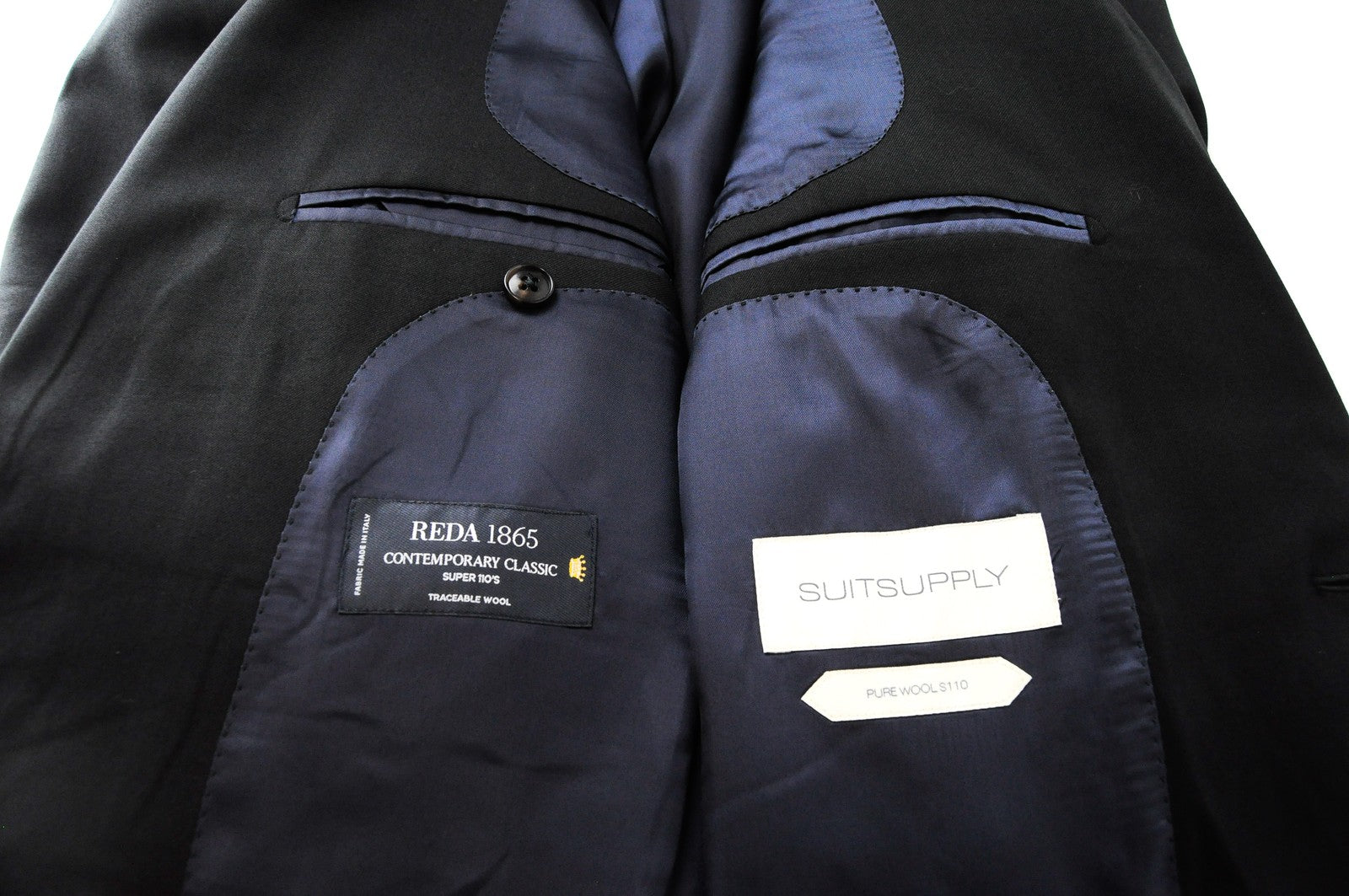 SUITSUPPLY Napoli Mens Blazer UK44L Navy  Wool Super 110s Lined Dress