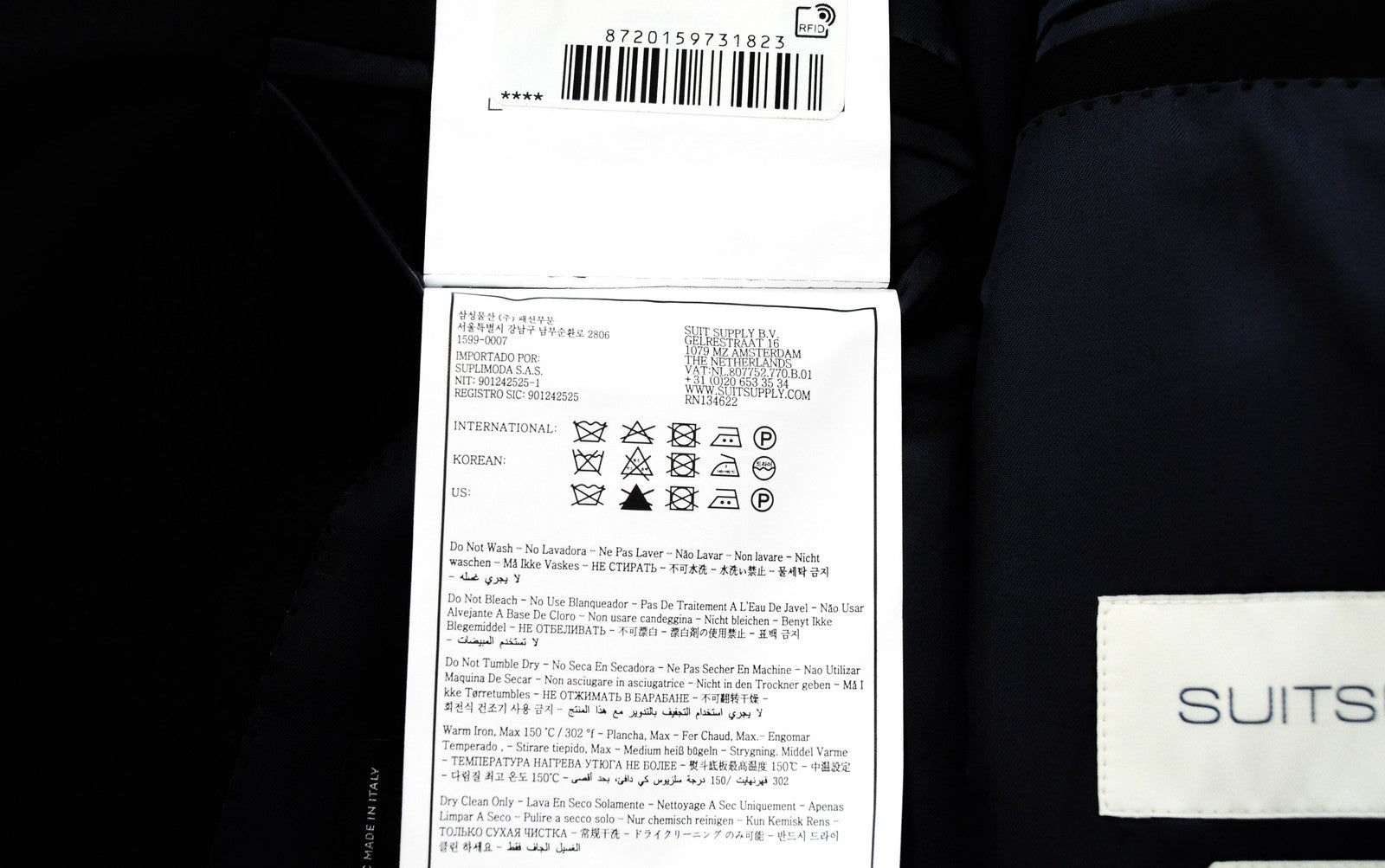 SUITSUPPLY Napoli Mens Blazer UK44L Navy  Wool Super 110s Lined Dress