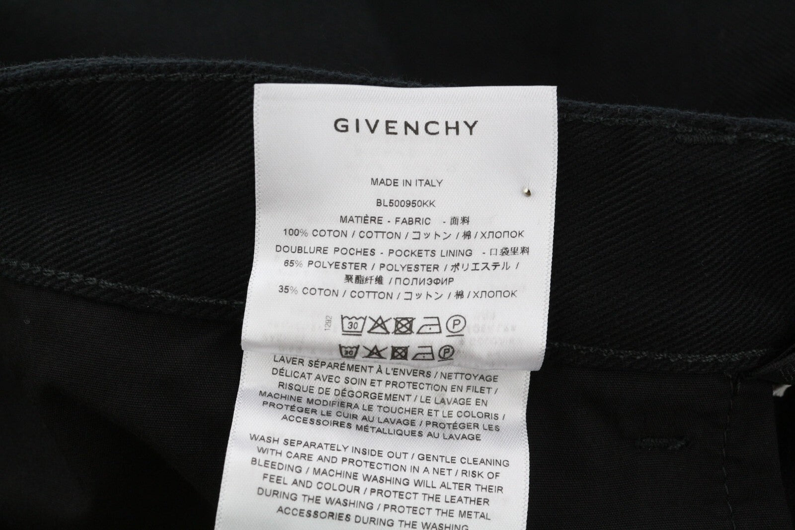 GIVENCHY X Tiffany vyriški džinsai W40 siaurėjančiomis užtrauktuku užsegamomis kišenėmis tamsiai juodi 