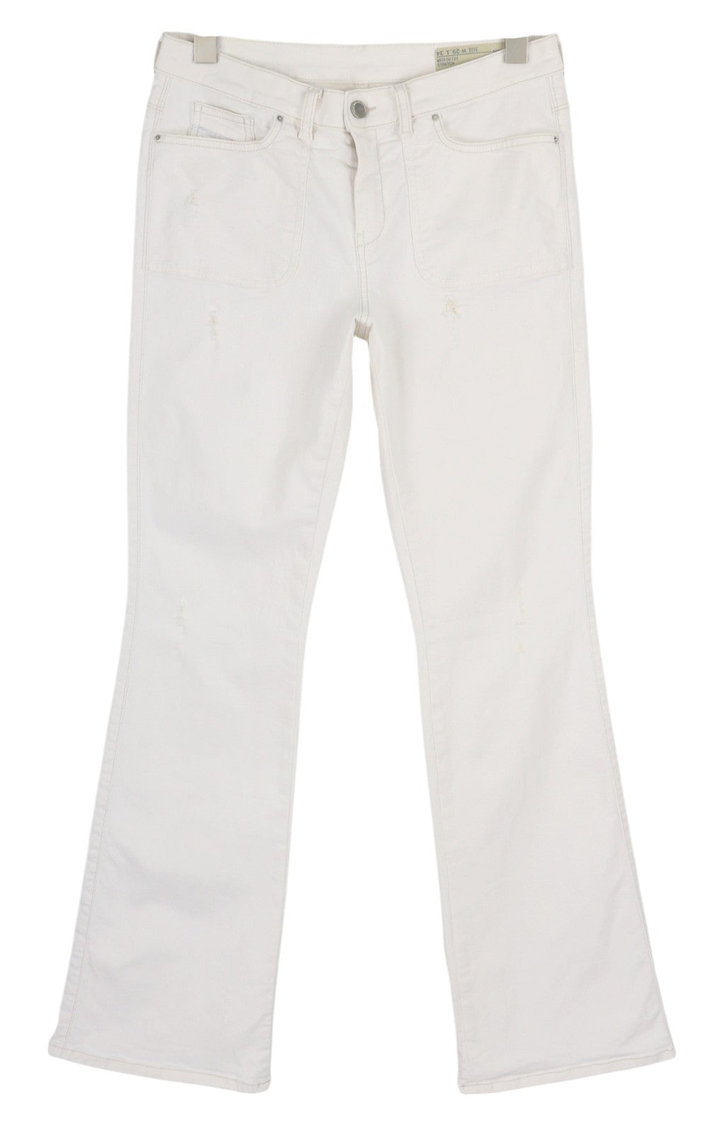 DIESEL Sandyb-Patch 0672Y Women Jeans W29/L34 Regular Slim Bootcut Stretch White