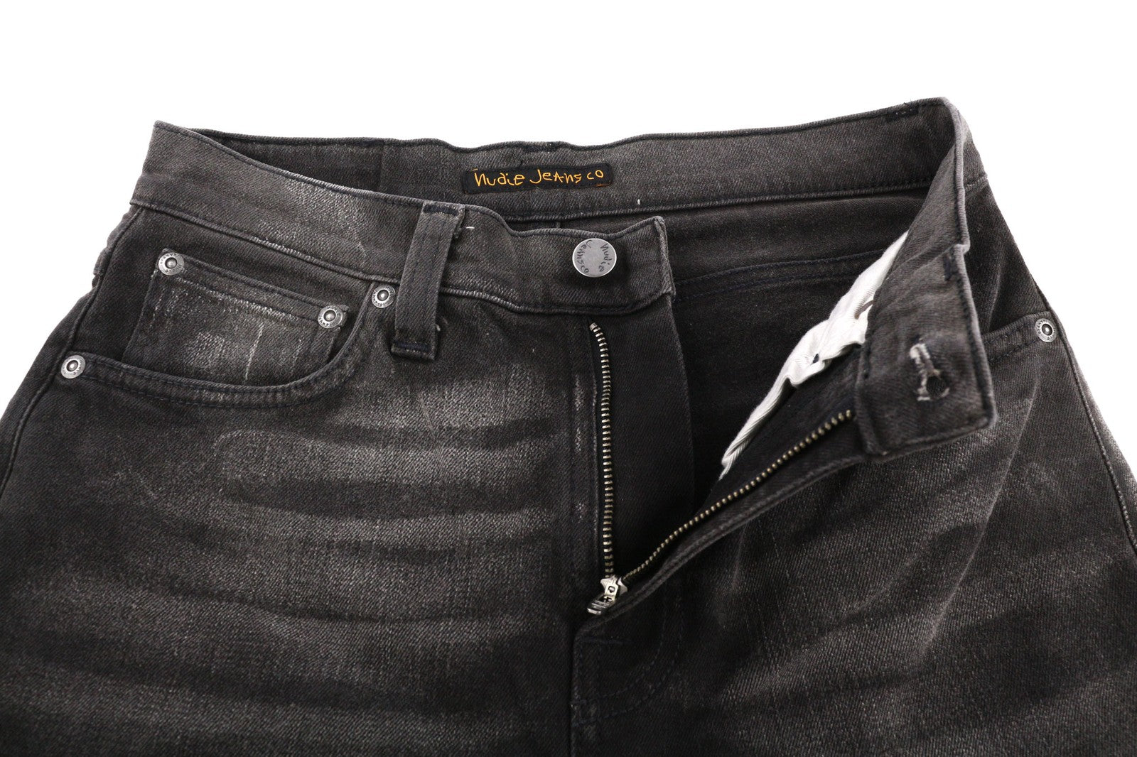 NUDIE Pipe Led Mens Jeans W28/L32 Grey Marble Organic Slim   Washed Effect