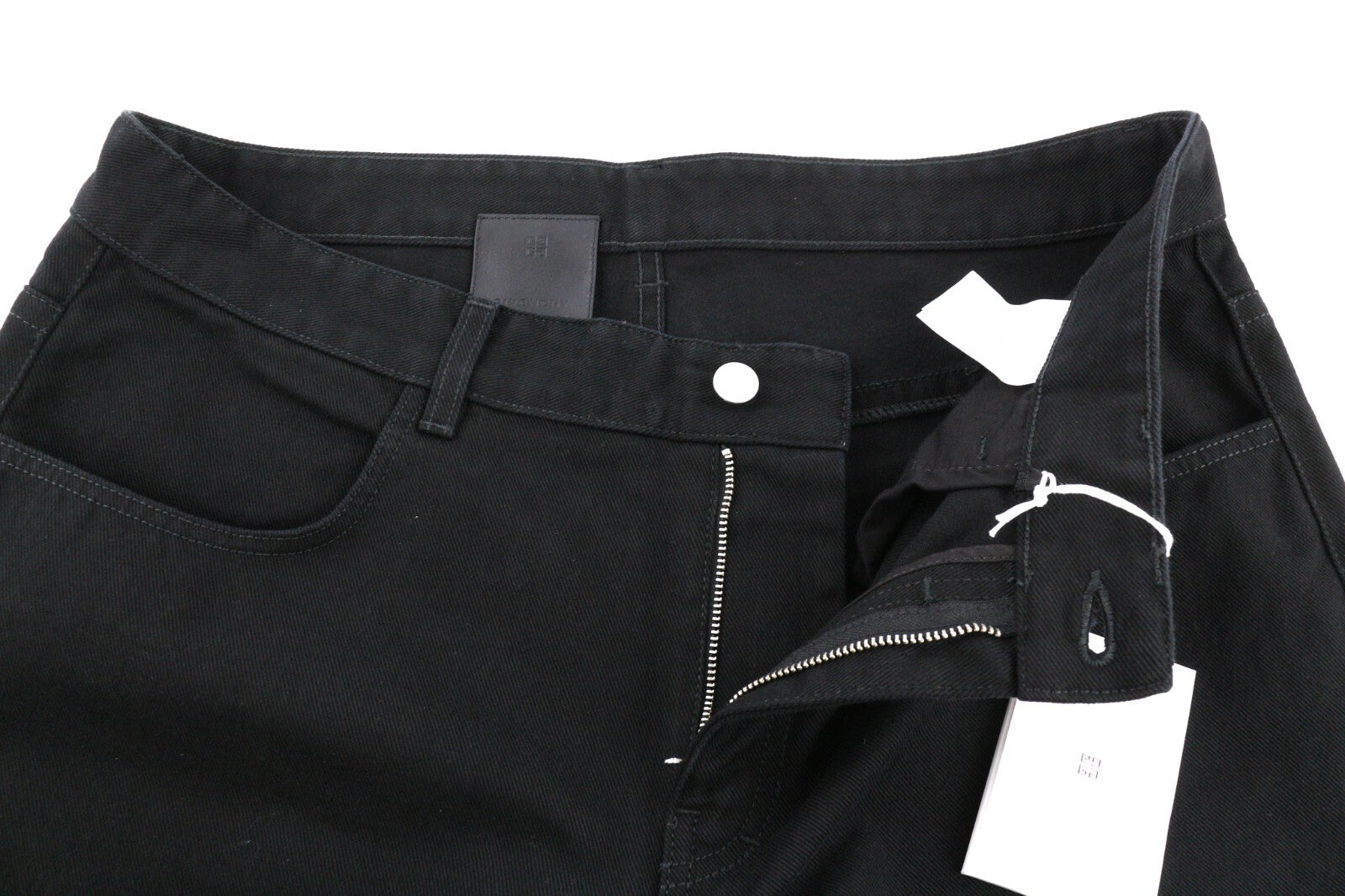 GIVENCHY X Tiffany vyriški džinsai W41 siaurėjančiomis užtrauktuku užsegamomis kišenėmis tamsiai juodi 