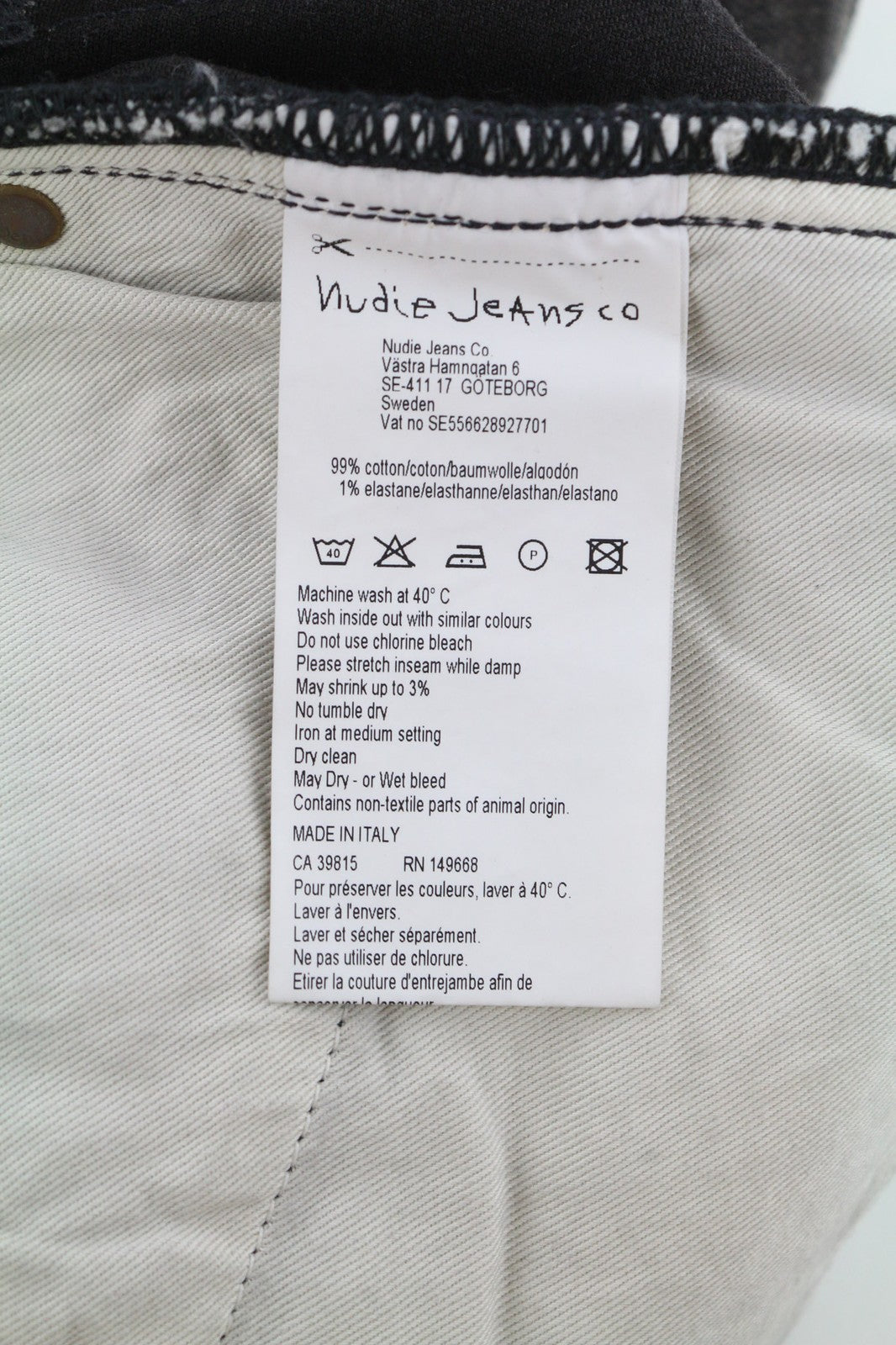 NUDIE Pipe Led Mens Jeans W28/L32 Grey Marble Organic Slim  Washed Effect