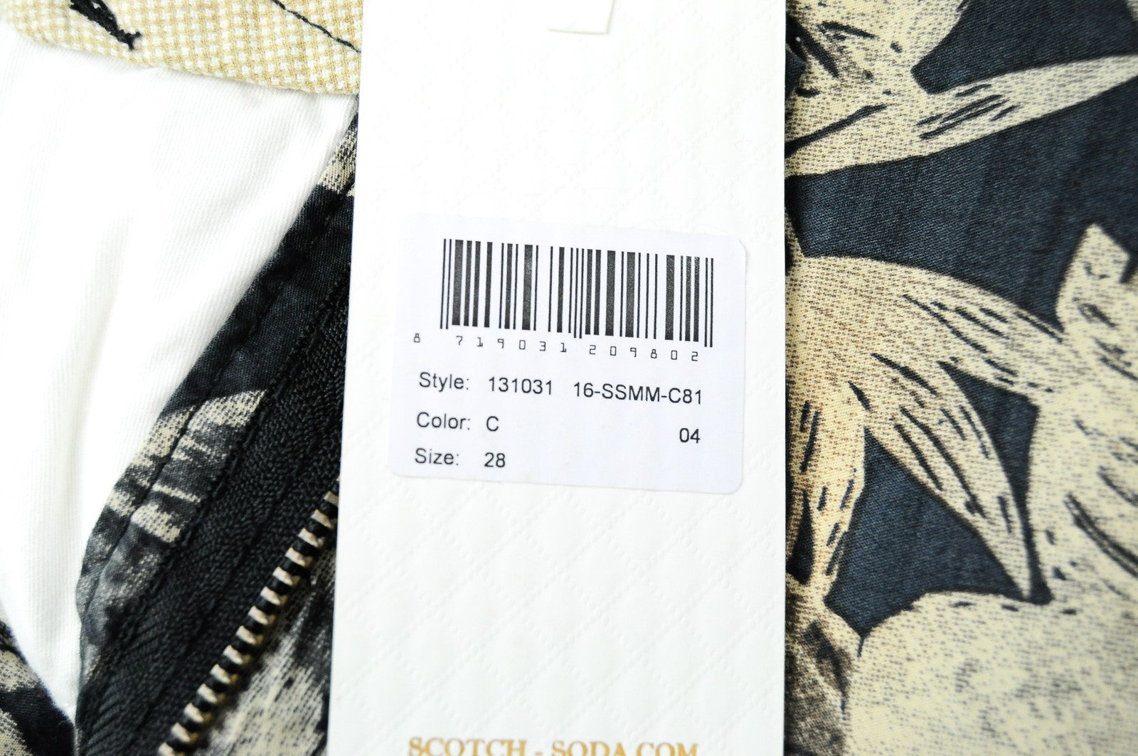 SCOTCH &amp; SODA Ams Couture šortai W28 vyriški tamsiai mėlyni, tamprūs, gėlių rašto medvilniniai šortai 