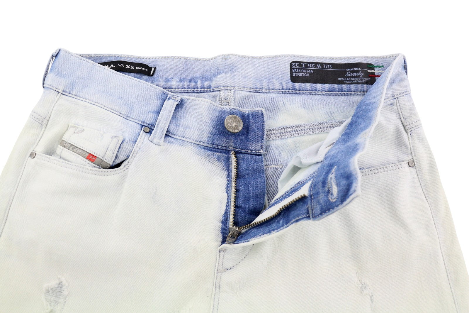 DIESEL D.N.A. Sandy 0674A Women Jeans W25/L32 Regular Slim Straight Distress